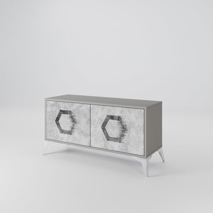 HEXAGONAL FIGURES Compact 2-Door TV Cabinet