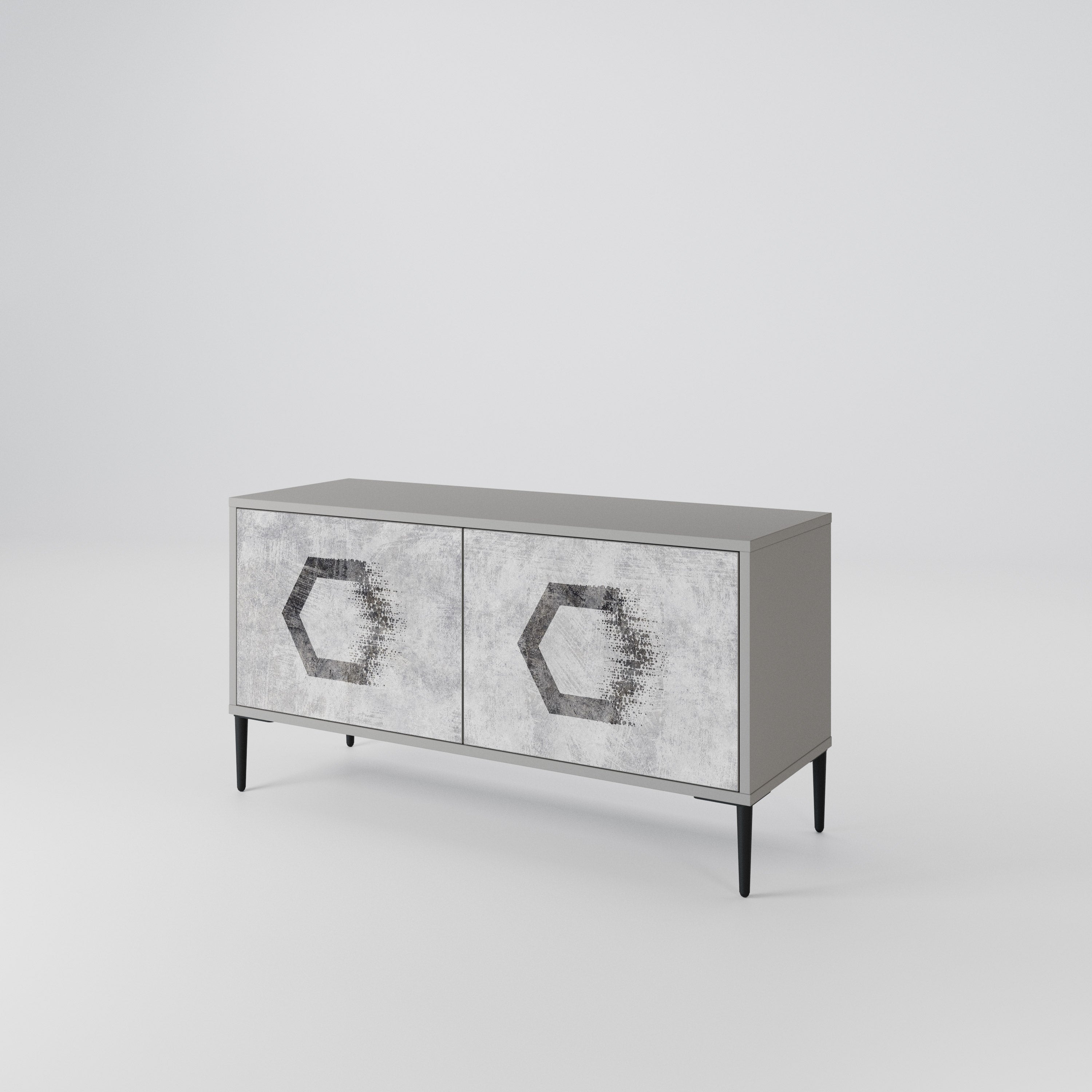 HEXAGONAL FIGURES Compact 2-Door TV Cabinet
