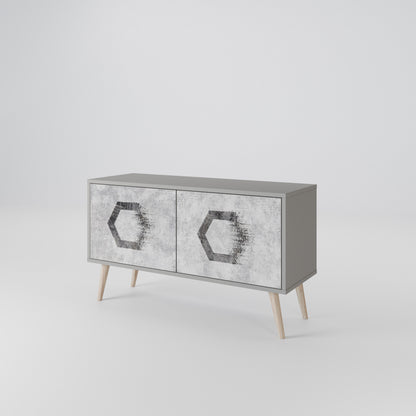 HEXAGONAL FIGURES Compact 2-Door TV Cabinet