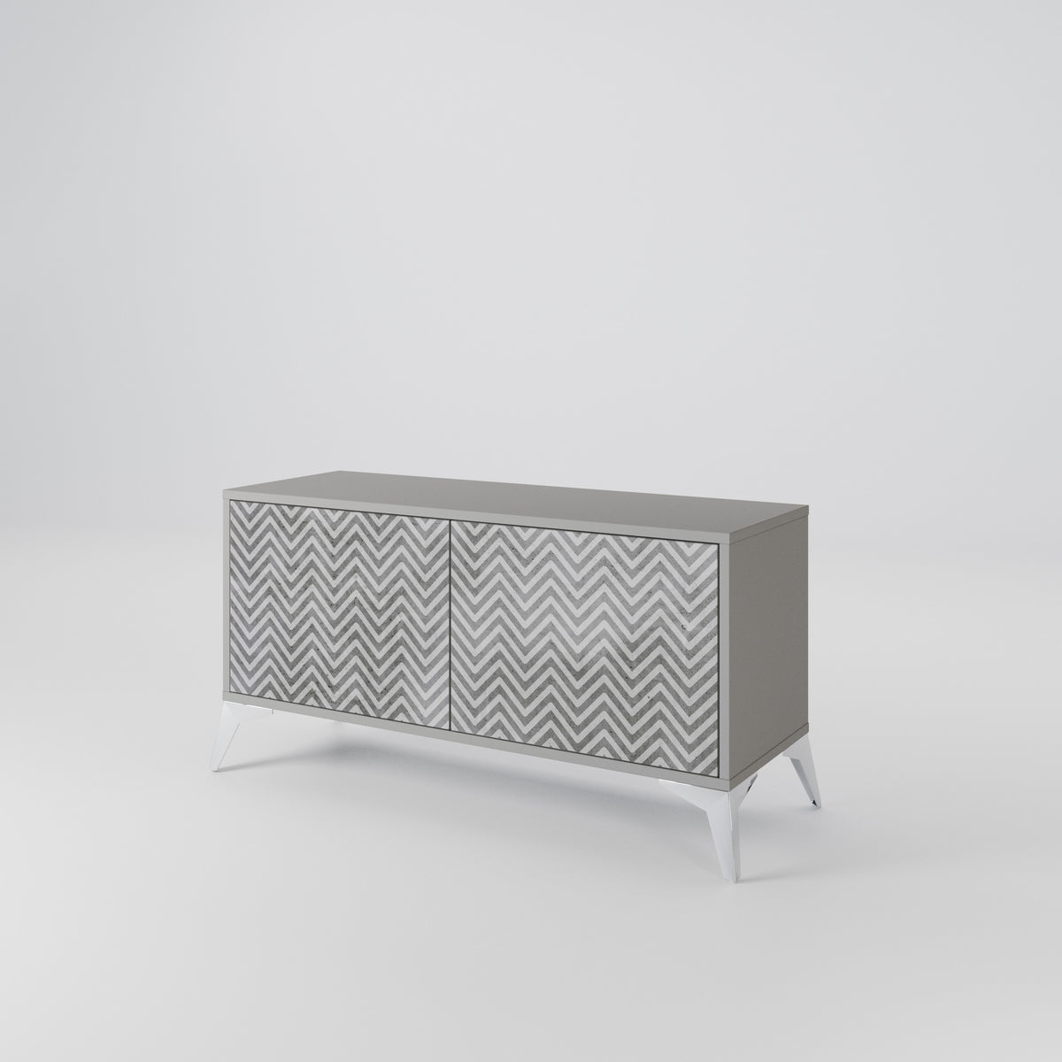 CONCRETE ZIG ZAG Compact 2-Door TV Cabinet