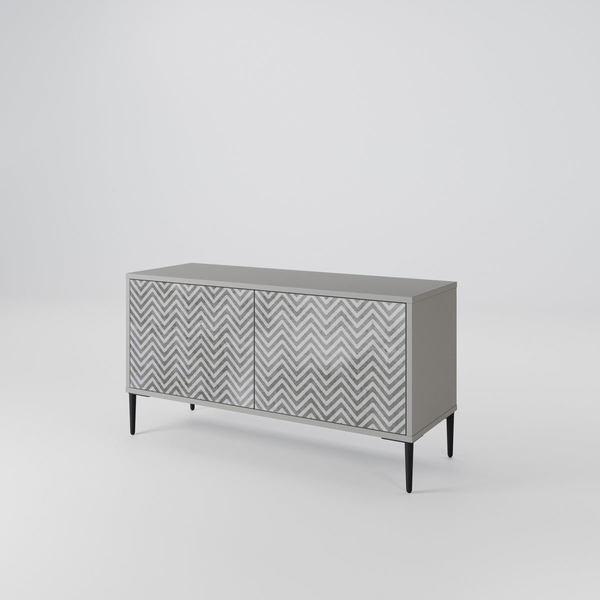 CONCRETE ZIG ZAG Compact 2-Door TV Cabinet