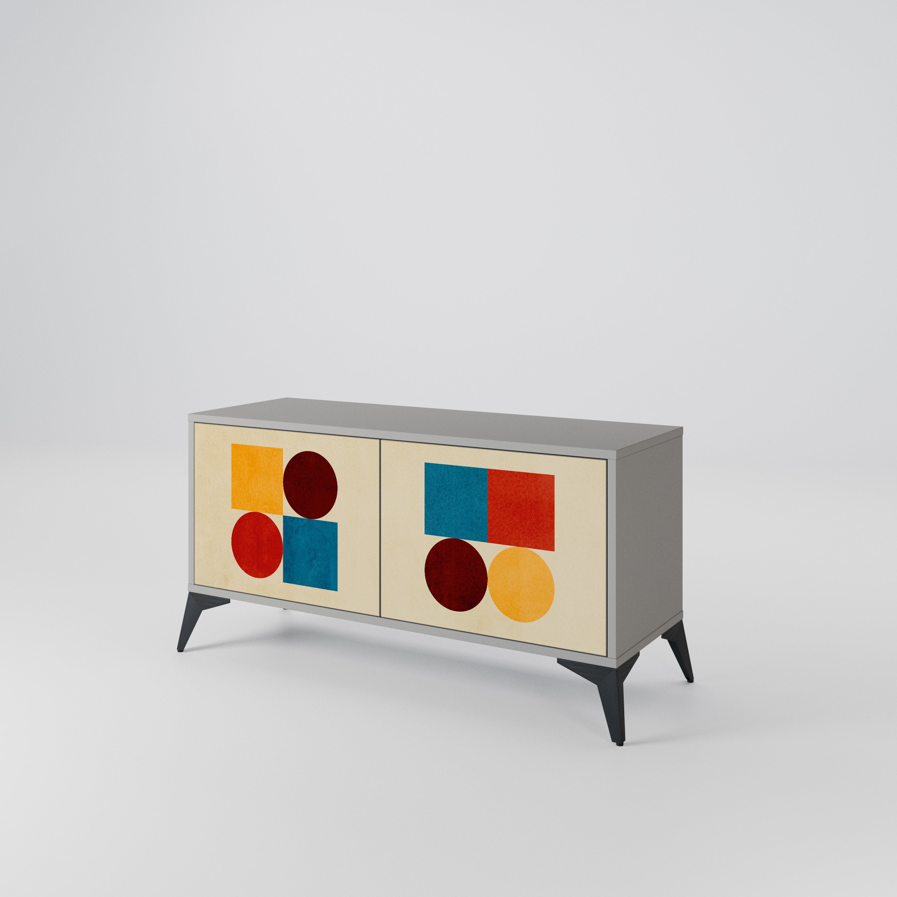 GEOMETRIC PUZZLE Compact 2-Door TV Cabinet