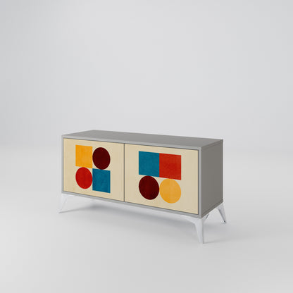 GEOMETRIC PUZZLE Compact 2-Door TV Cabinet