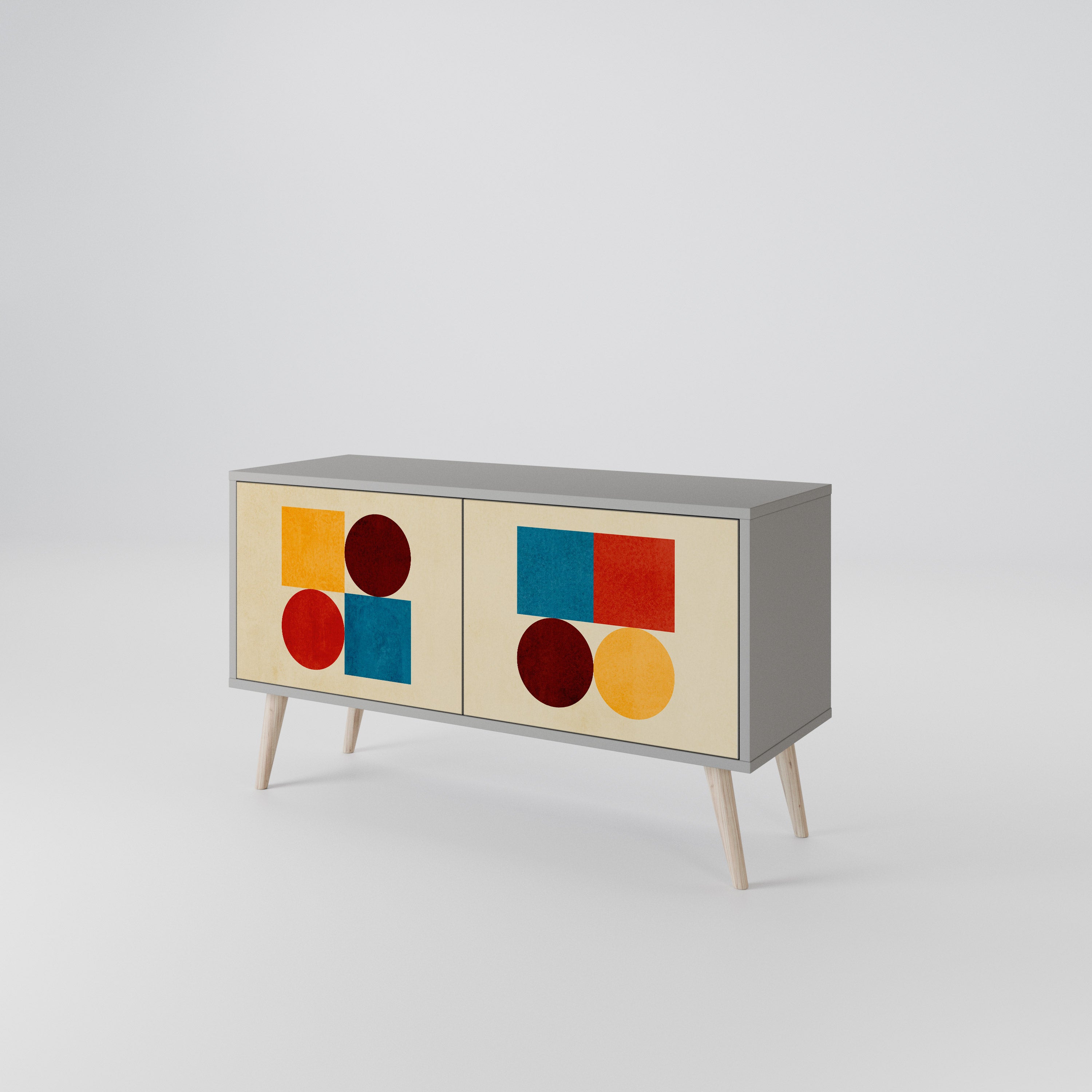 GEOMETRIC PUZZLE Compact 2-Door TV Cabinet