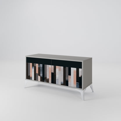 COLLAGE OF RECTANGLES Compact 2-Door TV Cabinet