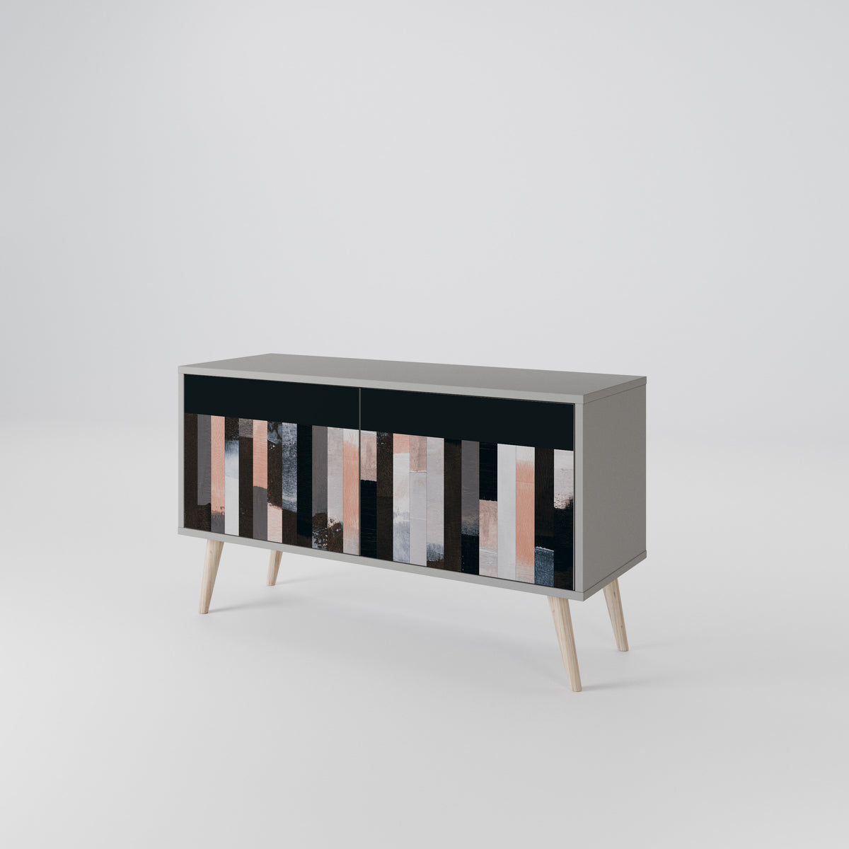 COLLAGE OF RECTANGLES Compact 2-Door TV Cabinet