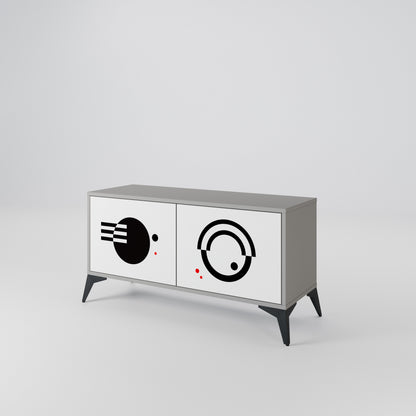 BLACK AND WHITE COMBINATION Compact 2-Door TV Cabinet