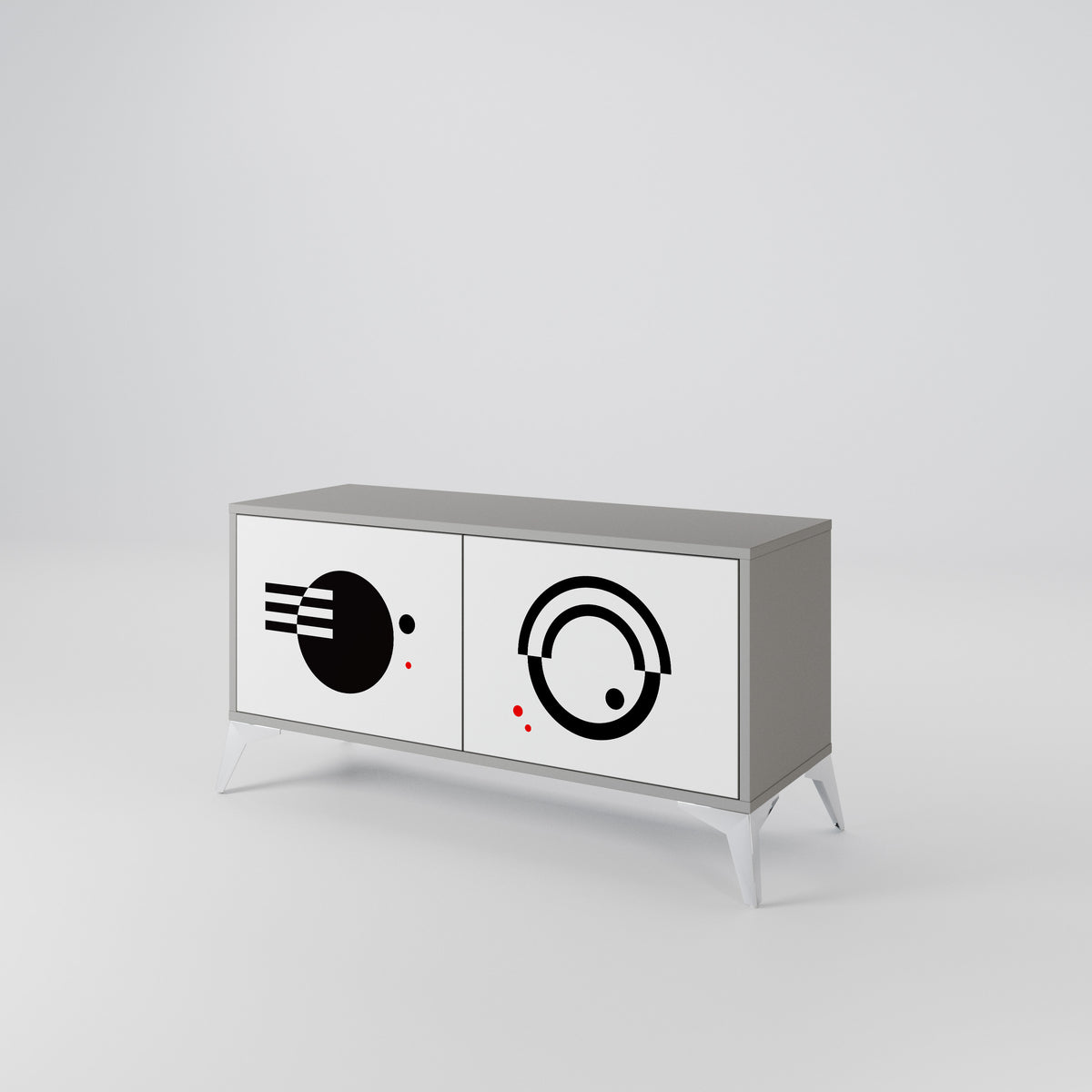 BLACK AND WHITE COMBINATION Compact 2-Door TV Cabinet