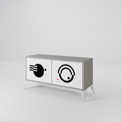 BLACK AND WHITE COMBINATION Compact 2-Door TV Cabinet