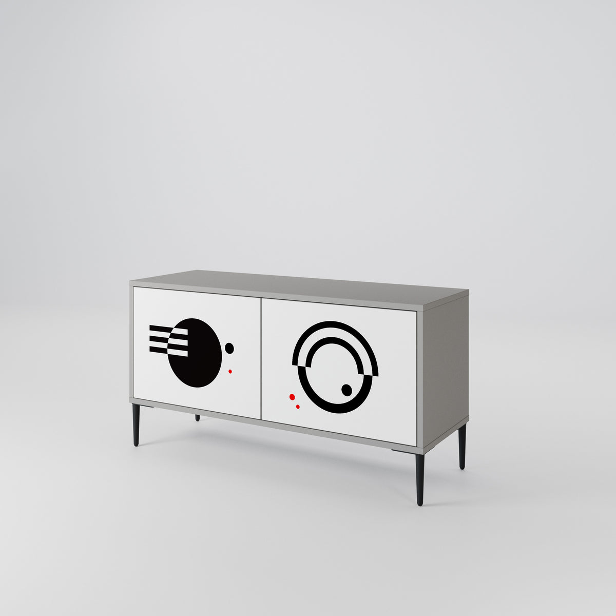 BLACK AND WHITE COMBINATION Compact 2-Door TV Cabinet