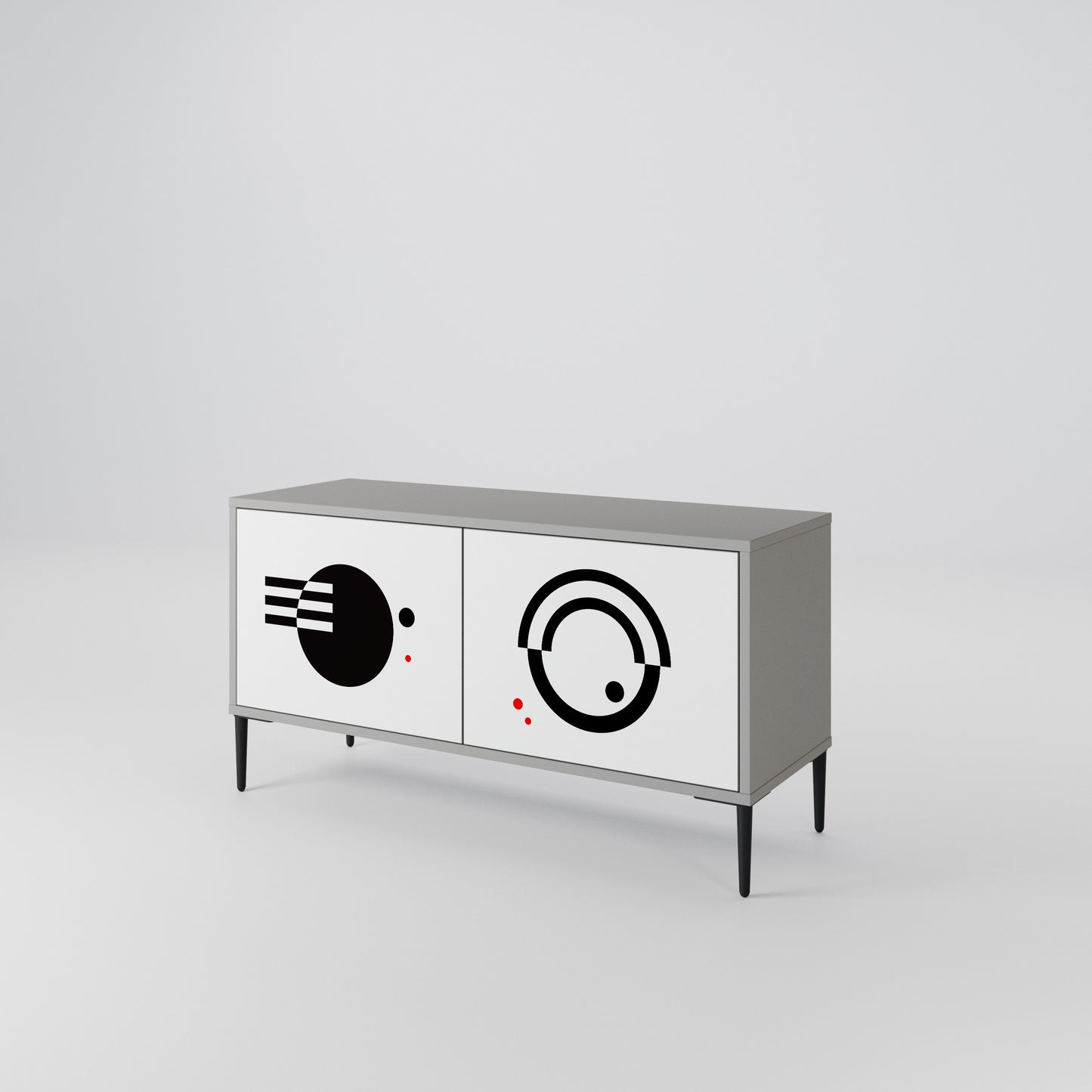 BLACK AND WHITE COMBINATION Compact 2-Door TV Cabinet