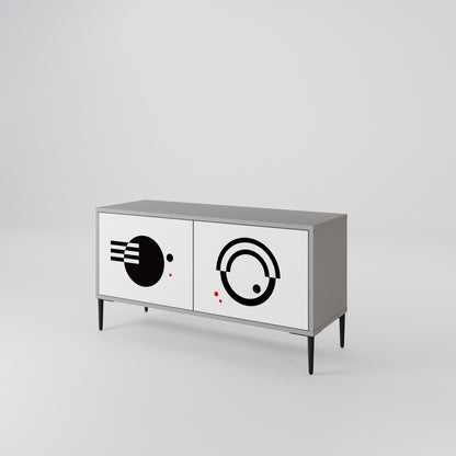 BLACK AND WHITE COMBINATION Compact 2-Door TV Cabinet