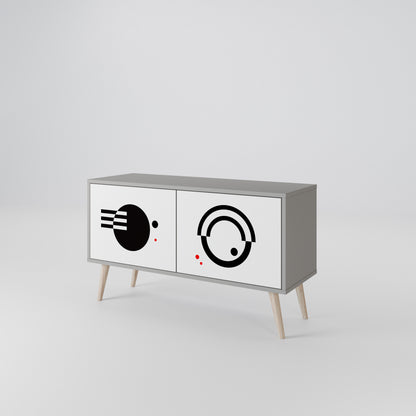 BLACK AND WHITE COMBINATION Compact 2-Door TV Cabinet