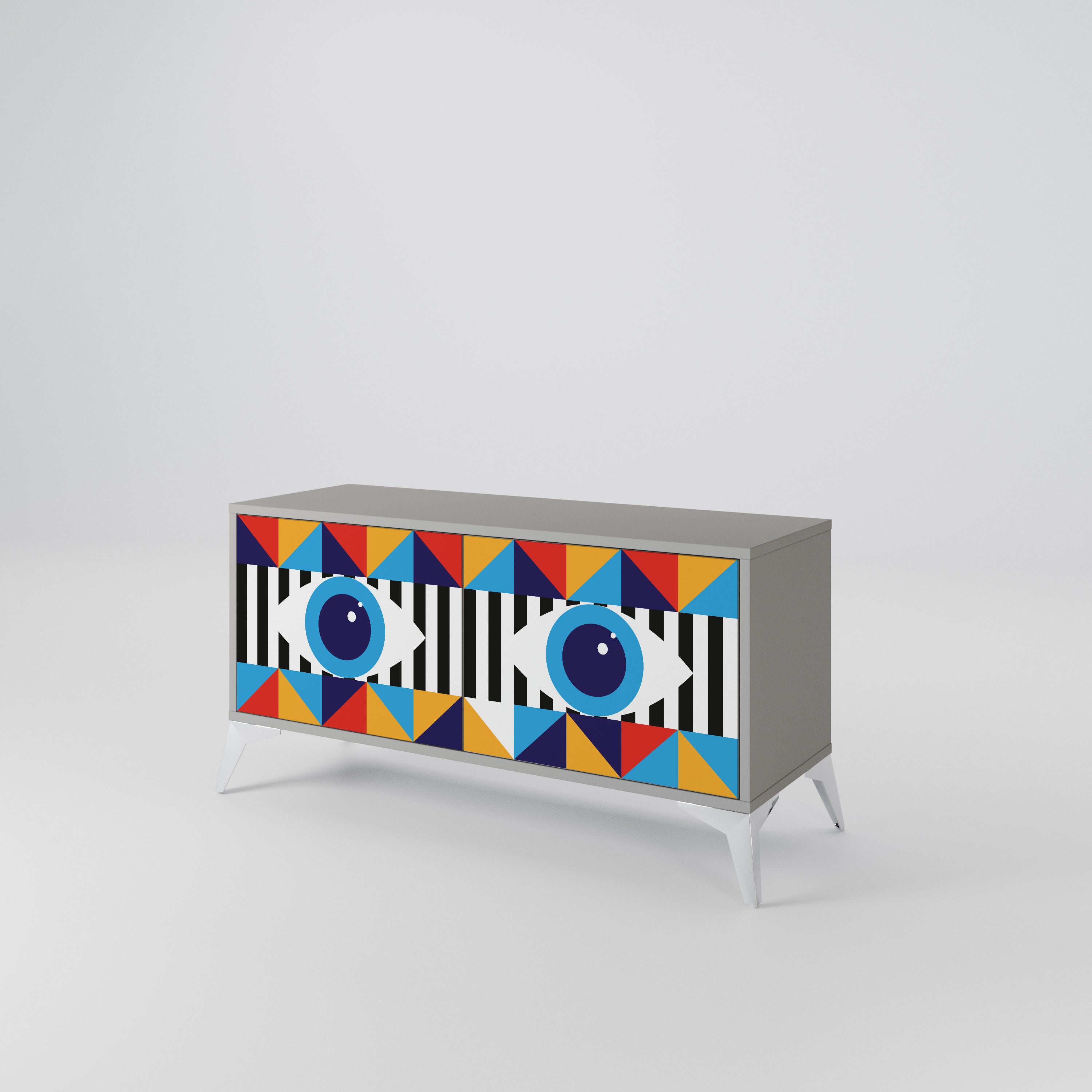 ABSTRACTION AND GEOMETRY Compact 2-Door TV Cabinet