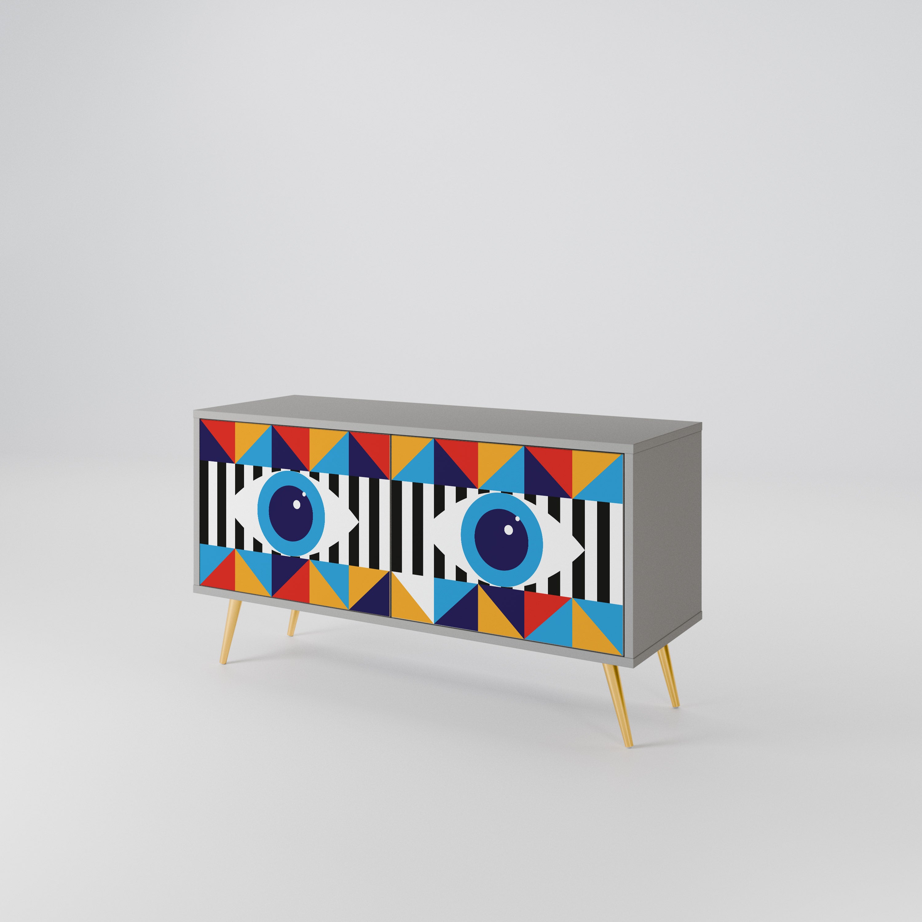 ABSTRACTION AND GEOMETRY Compact 2-Door TV Cabinet