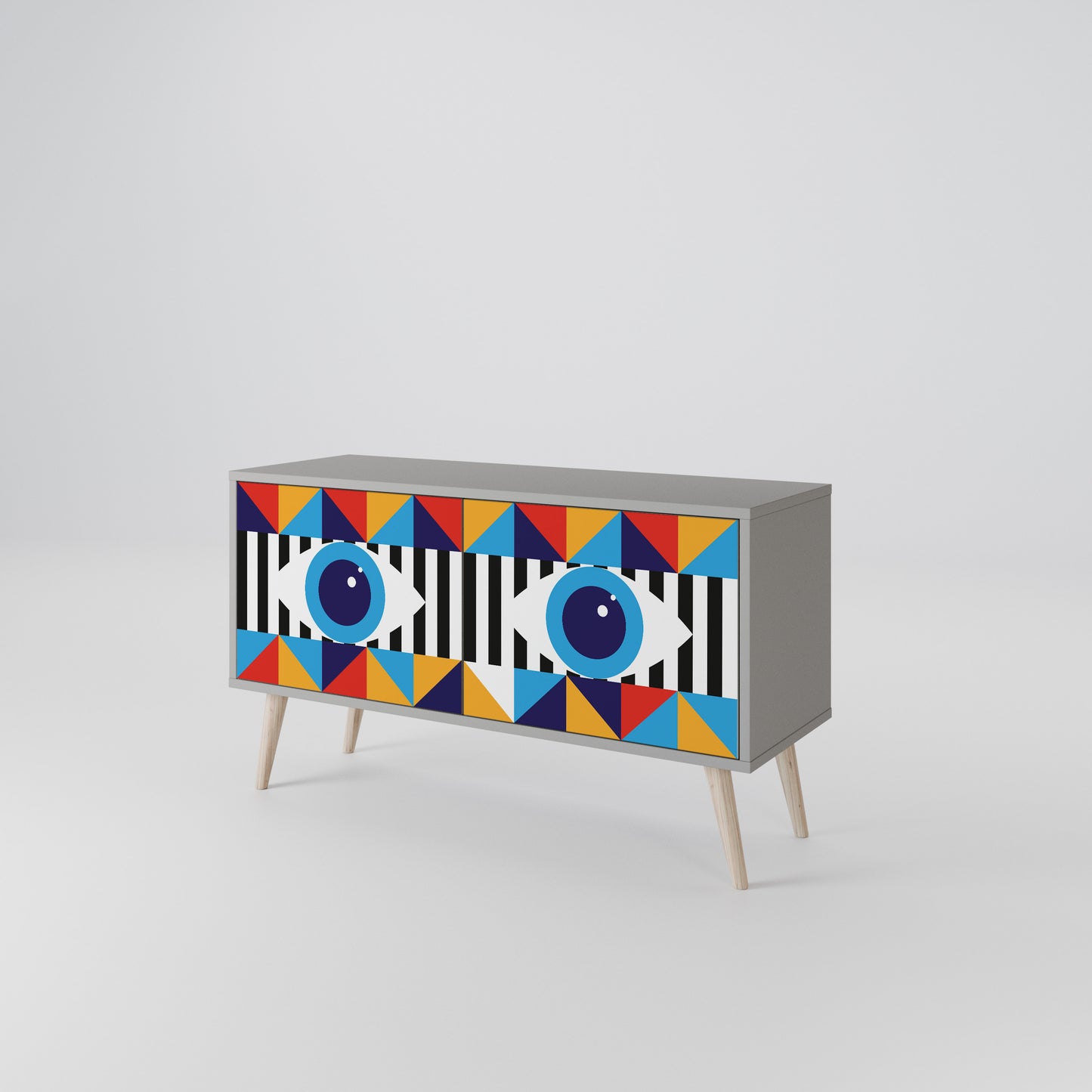ABSTRACTION AND GEOMETRY Compact 2-Door TV Cabinet