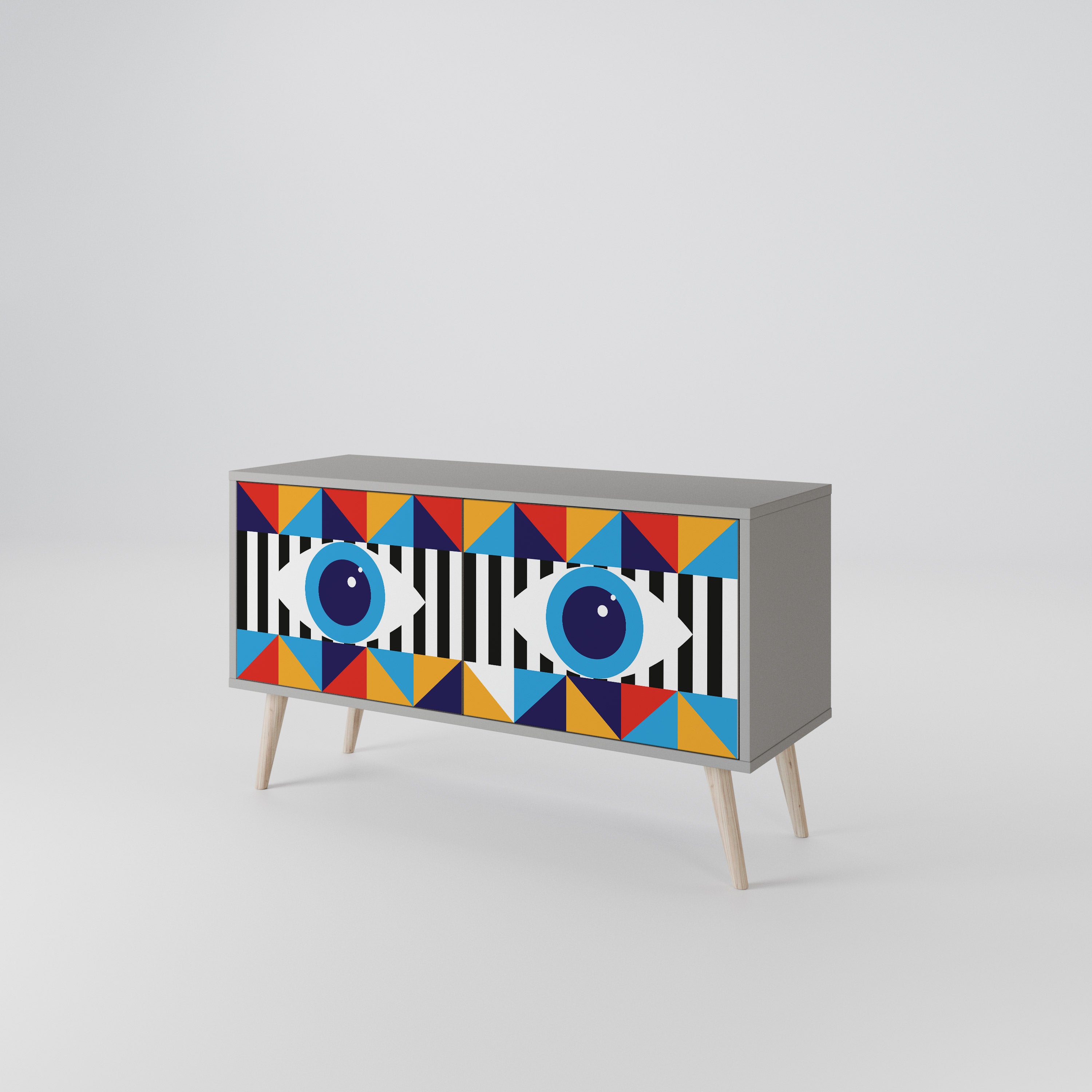 ABSTRACTION AND GEOMETRY Compact 2-Door TV Cabinet
