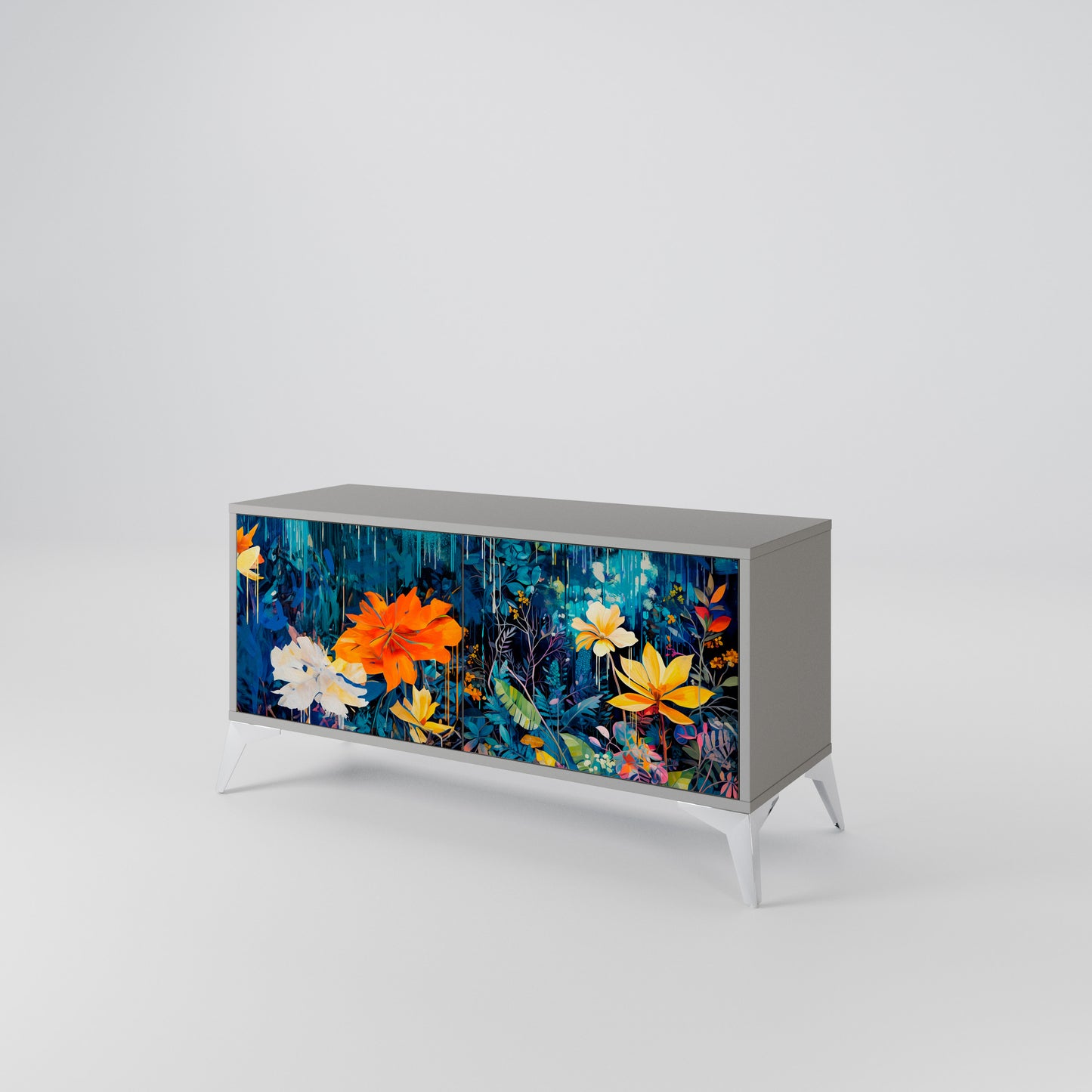 MIDNIGHT BLOSSOM Compact 2-Door TV Cabinet