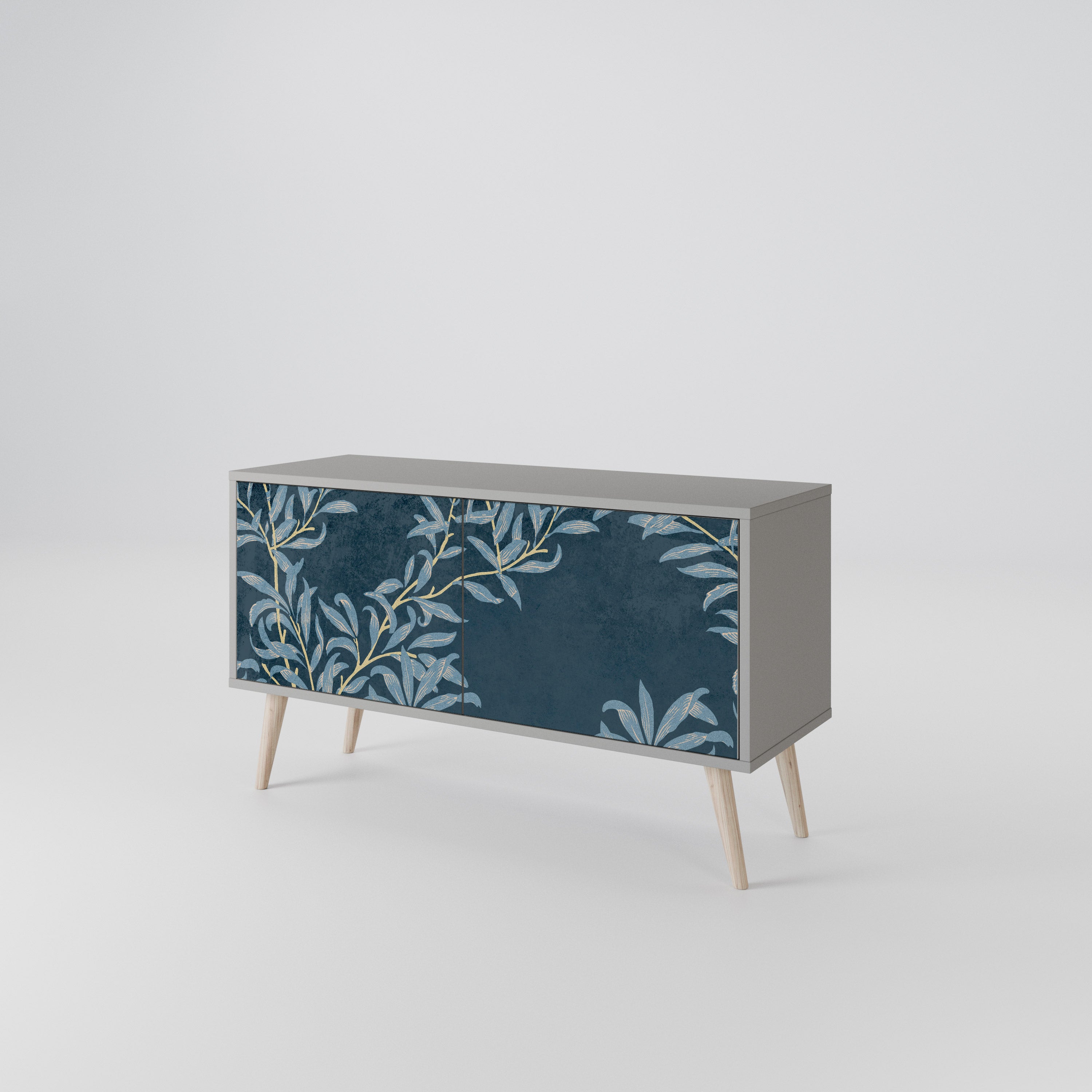 BLUE LEAVES Compact 2-Door TV Cabinet