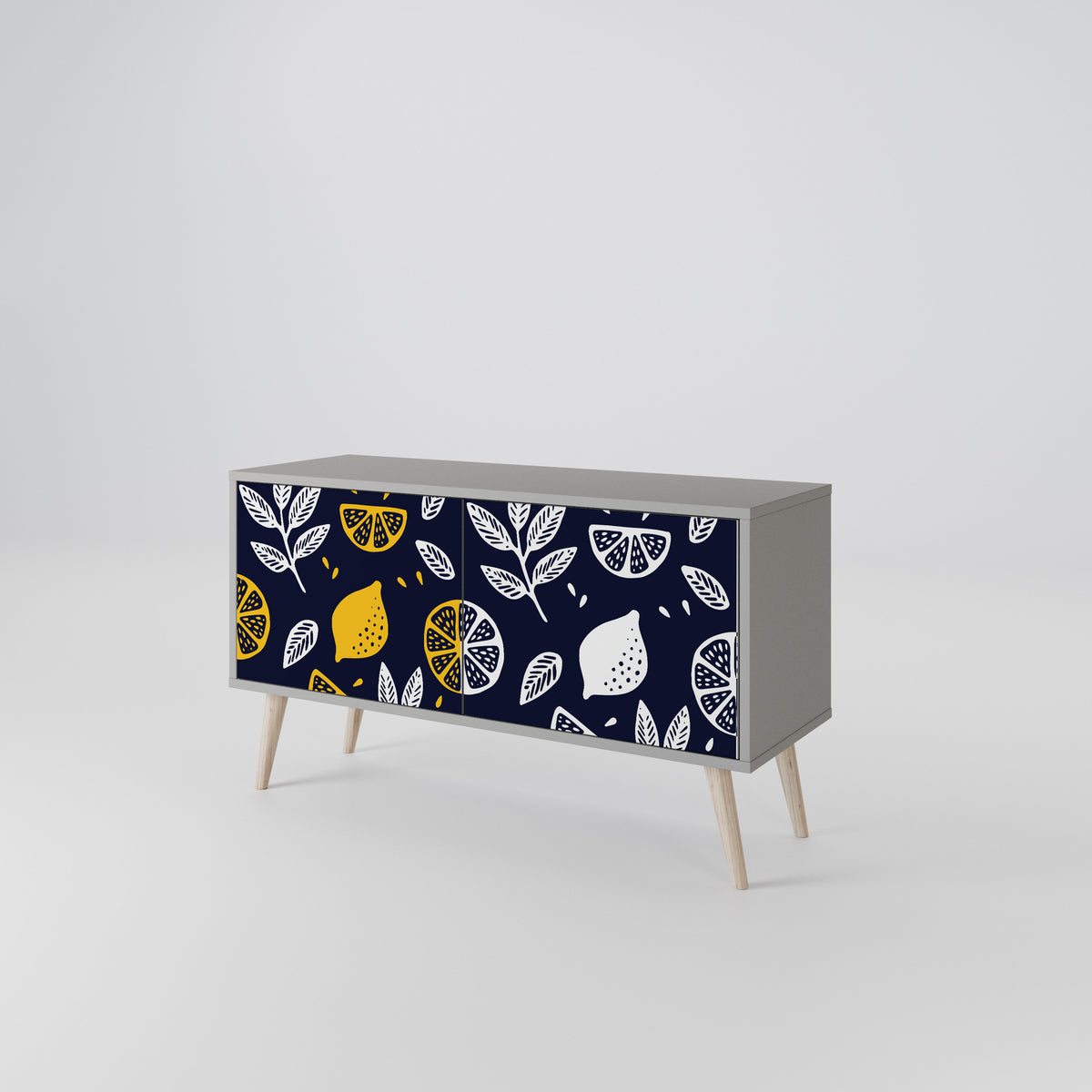 CITRUS BLACK AND WHITE Compact 2-Door TV Cabinet