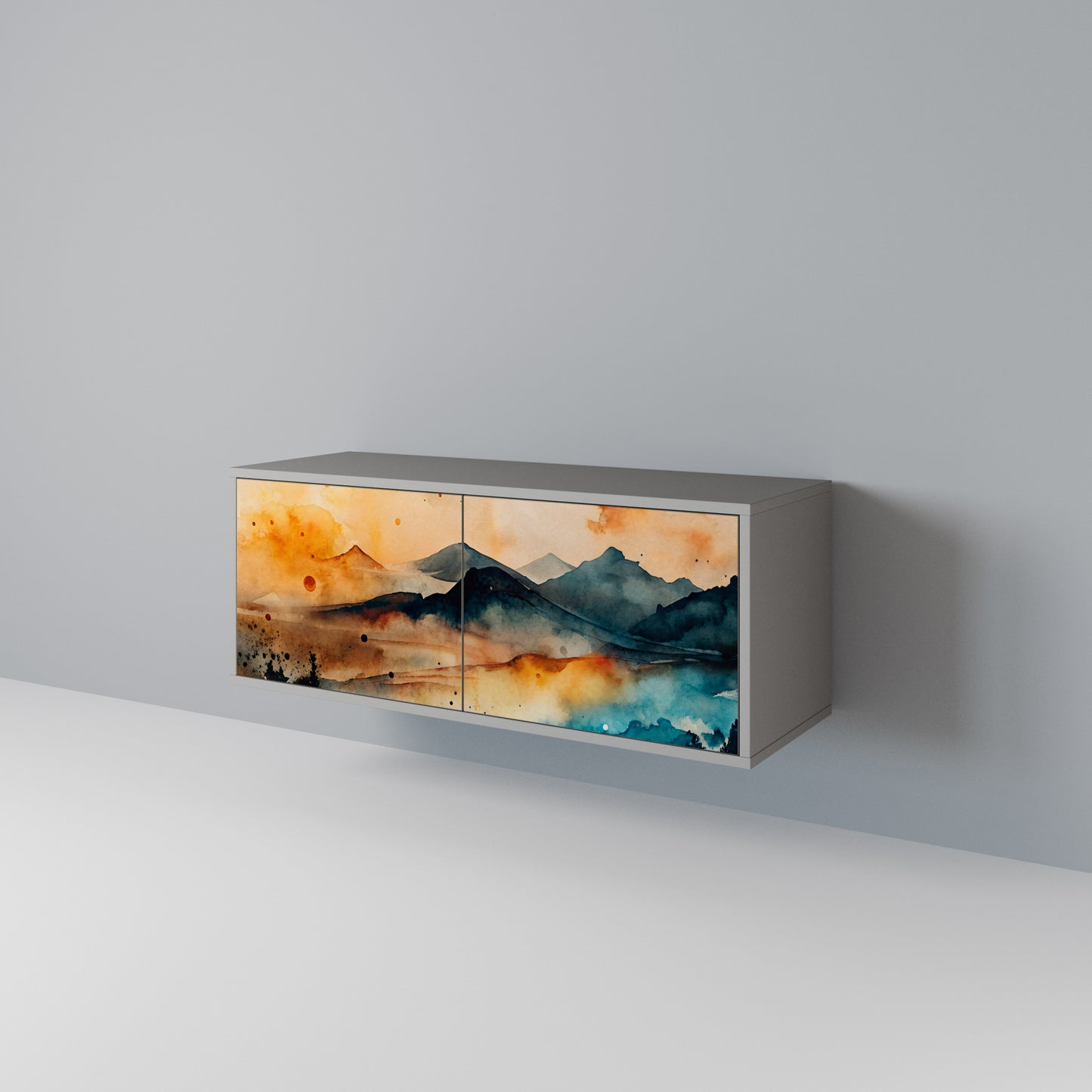 OMINOUS MOUNTAINS Compact 2-Door TV Cabinet