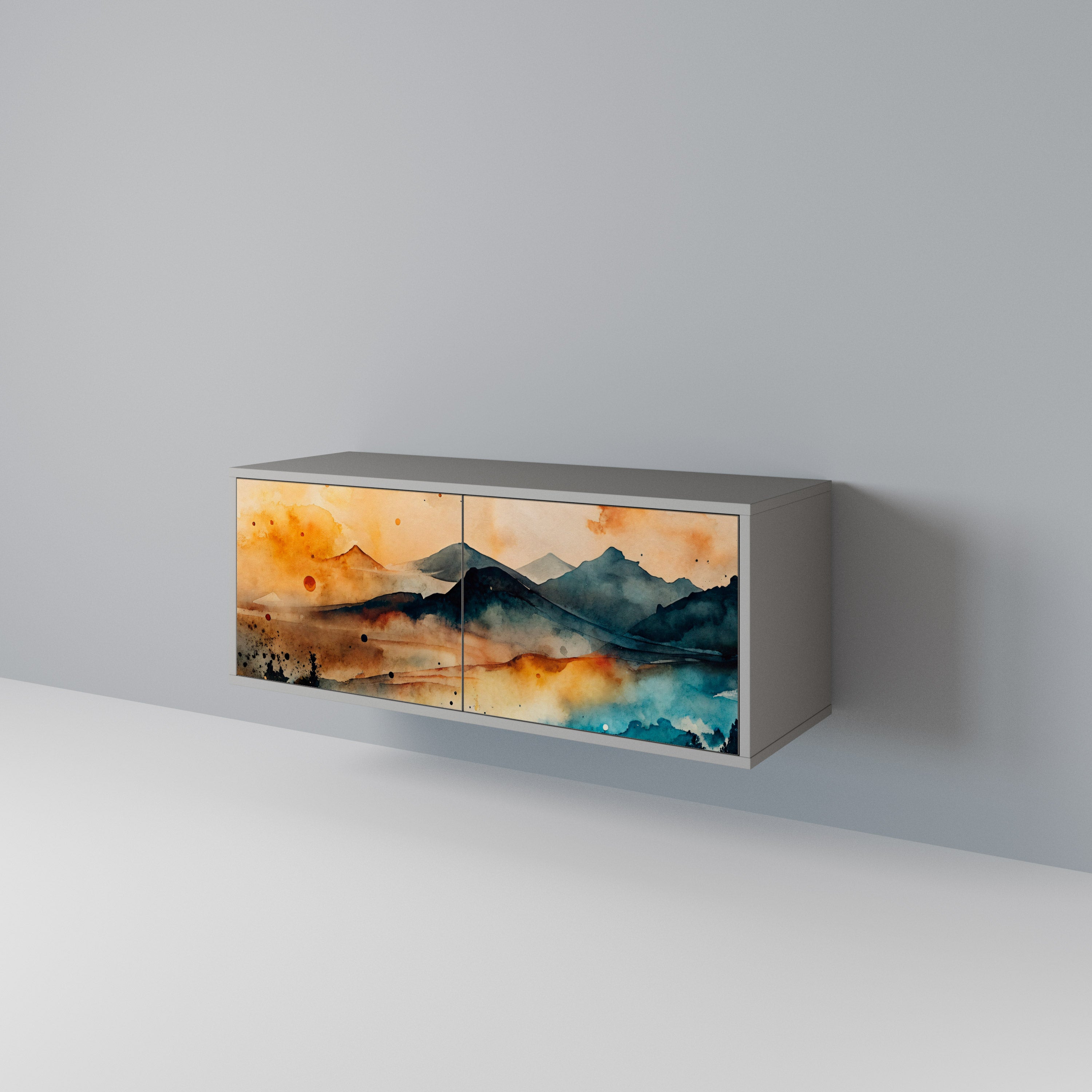 OMINOUS MOUNTAINS Compact 2-Door TV Cabinet