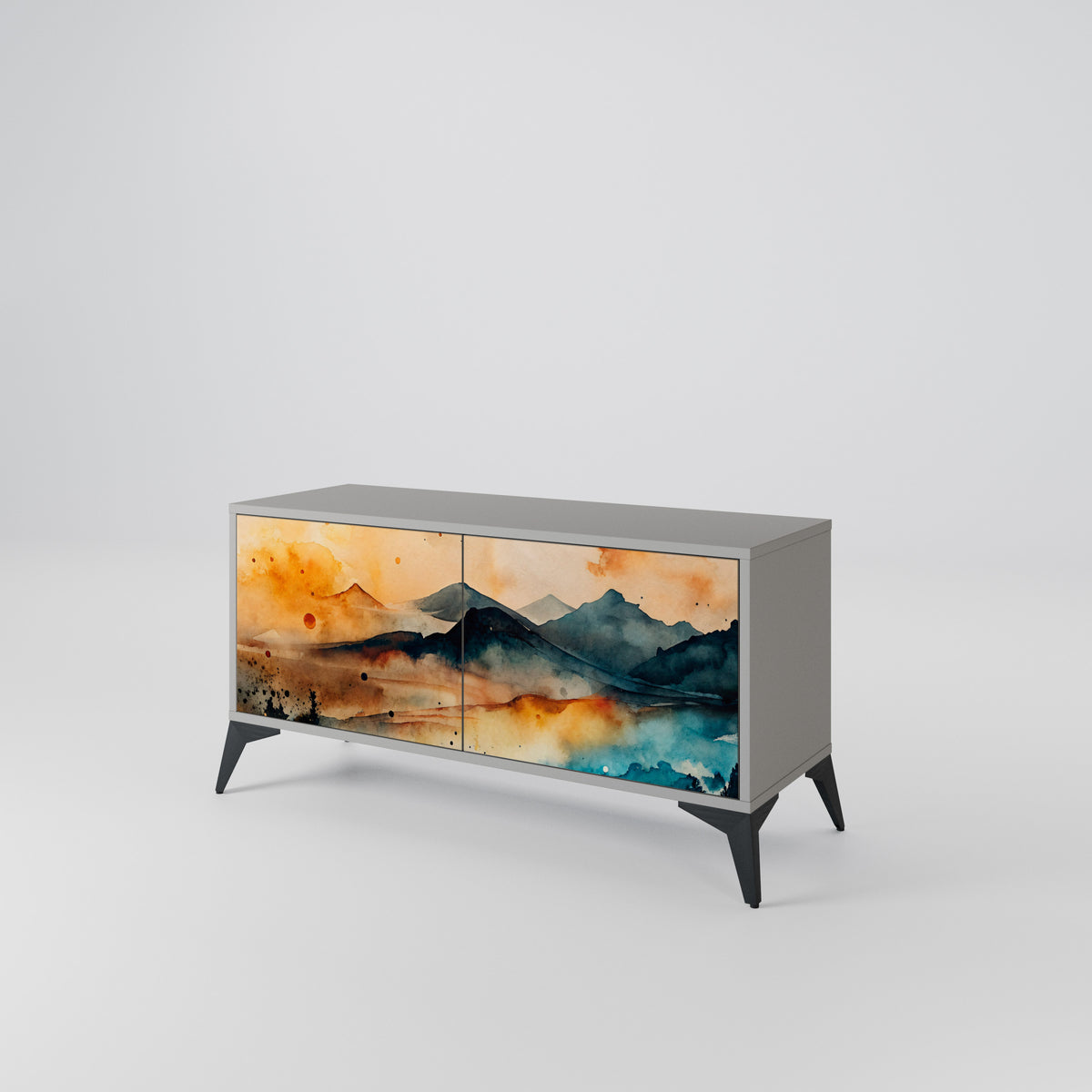 OMINOUS MOUNTAINS Compact 2-Door TV Cabinet