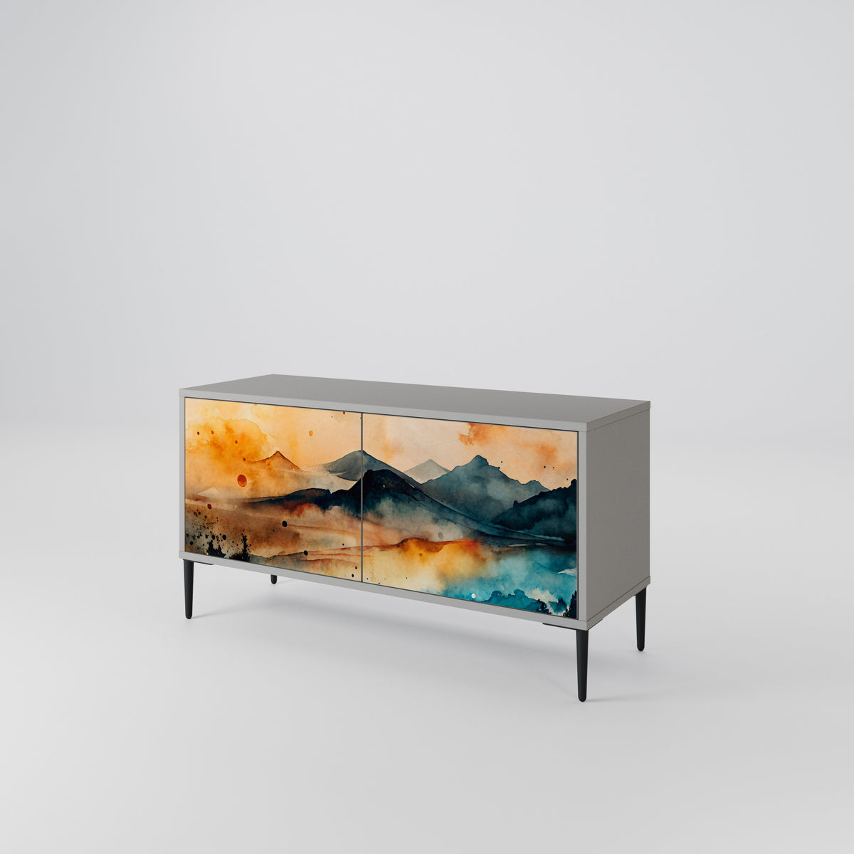 OMINOUS MOUNTAINS Compact 2-Door TV Cabinet