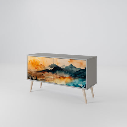 OMINOUS MOUNTAINS Compact 2-Door TV Cabinet