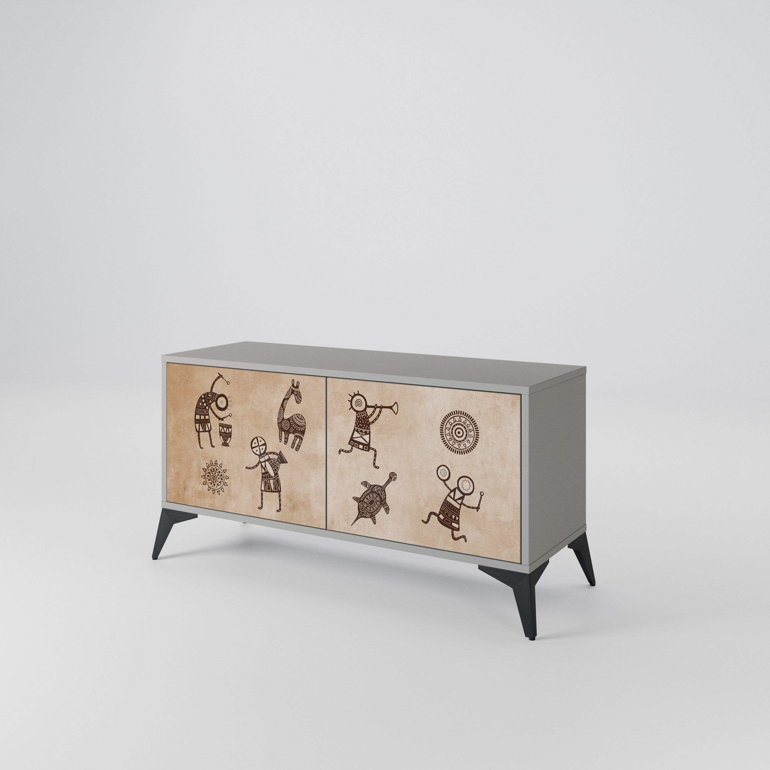 AFRICAN STYLE Compact 2-Door TV Cabinet