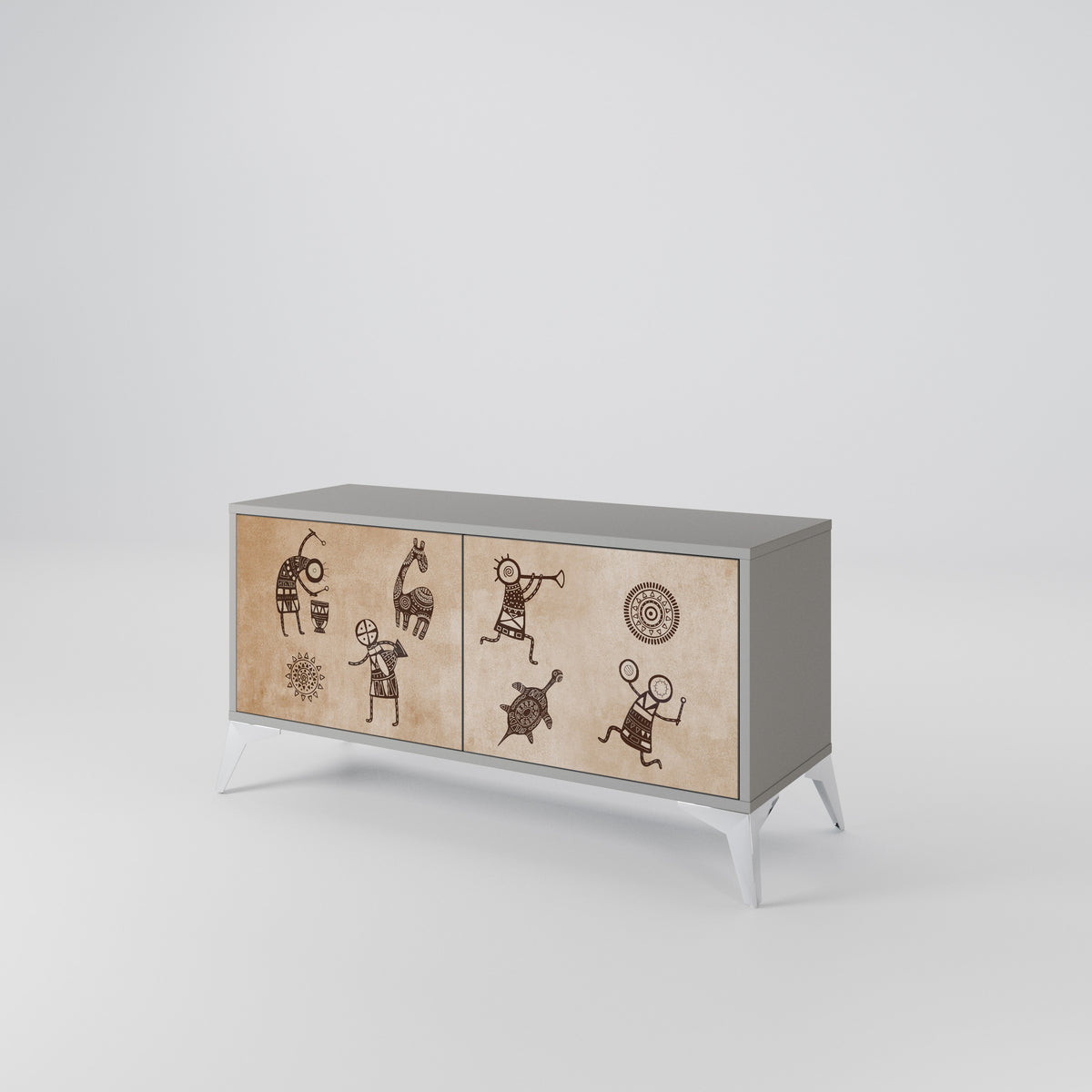 AFRICAN STYLE Compact 2-Door TV Cabinet
