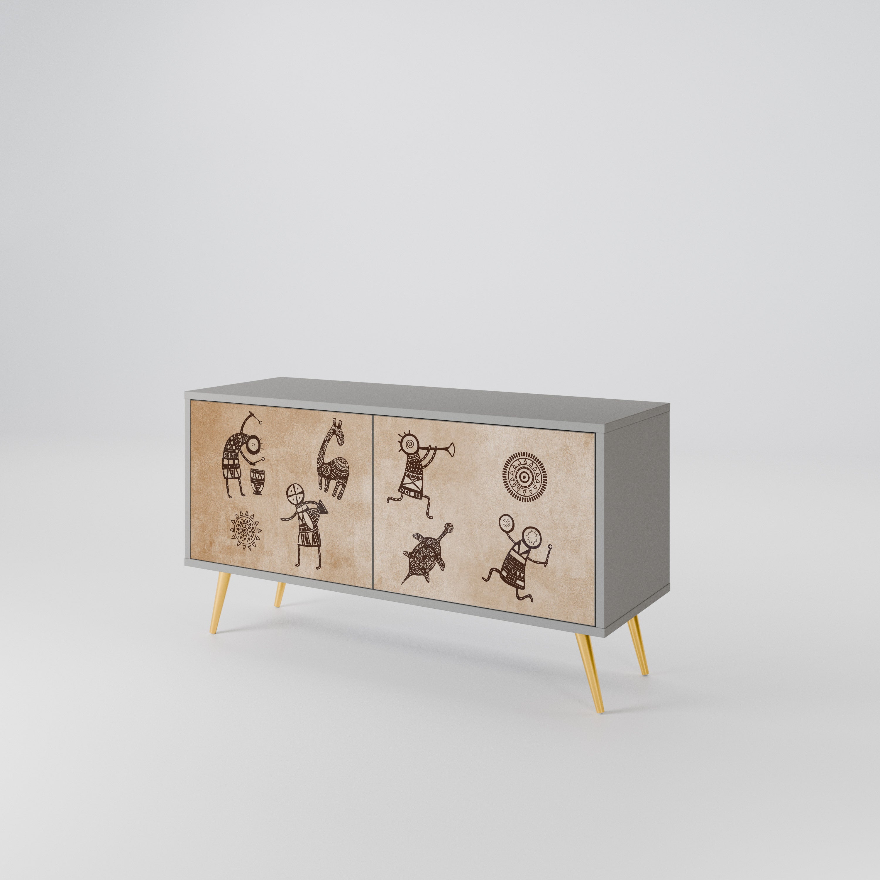 AFRICAN STYLE Compact 2-Door TV Cabinet