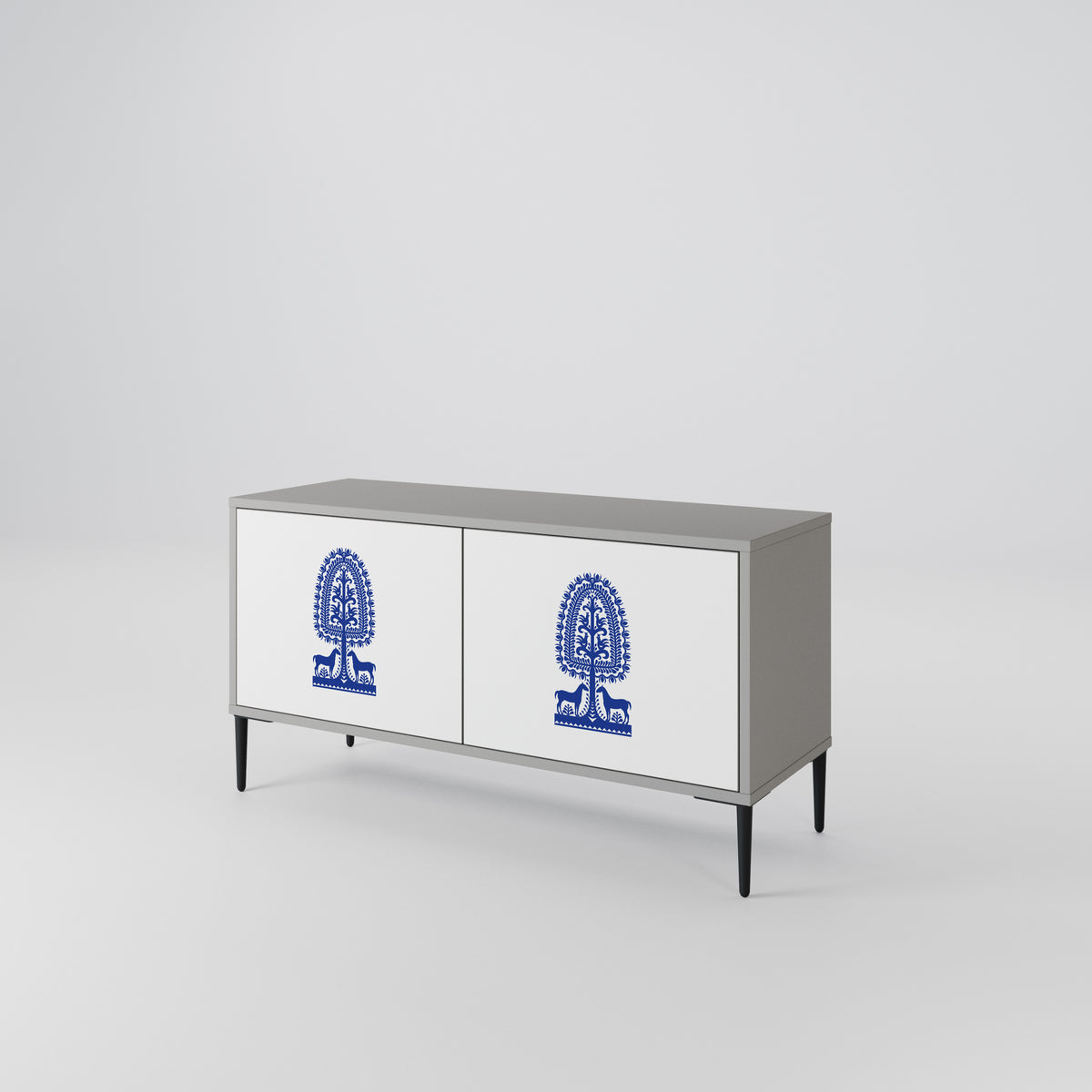 POLISH FOLK ART Compact 2-Door TV Cabinet