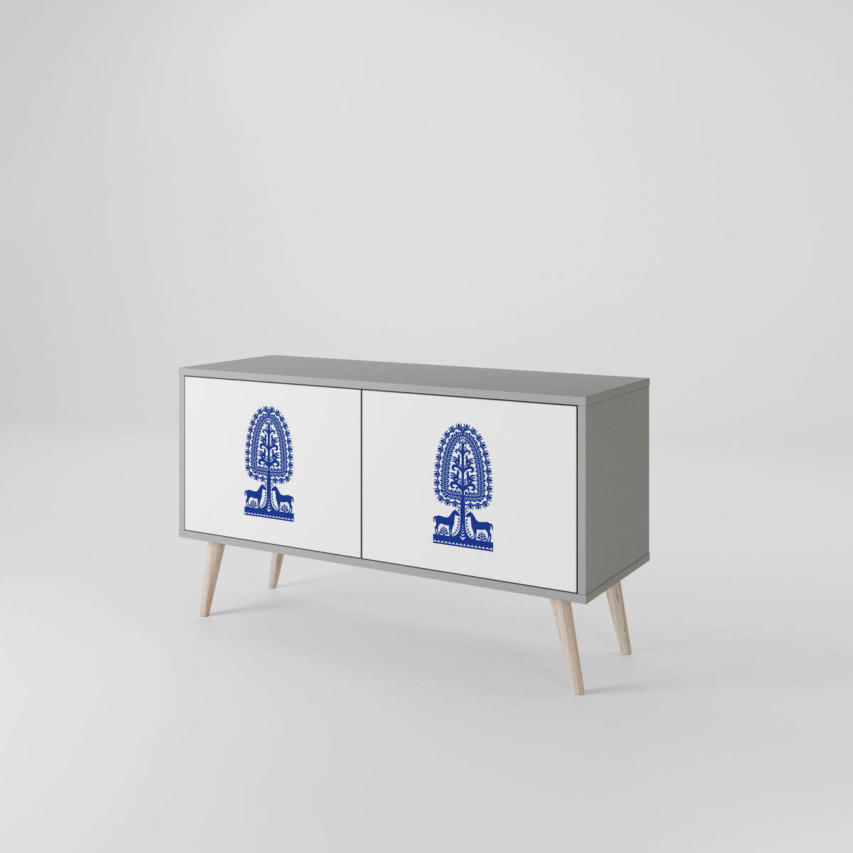 POLISH FOLK ART Compact 2-Door TV Cabinet