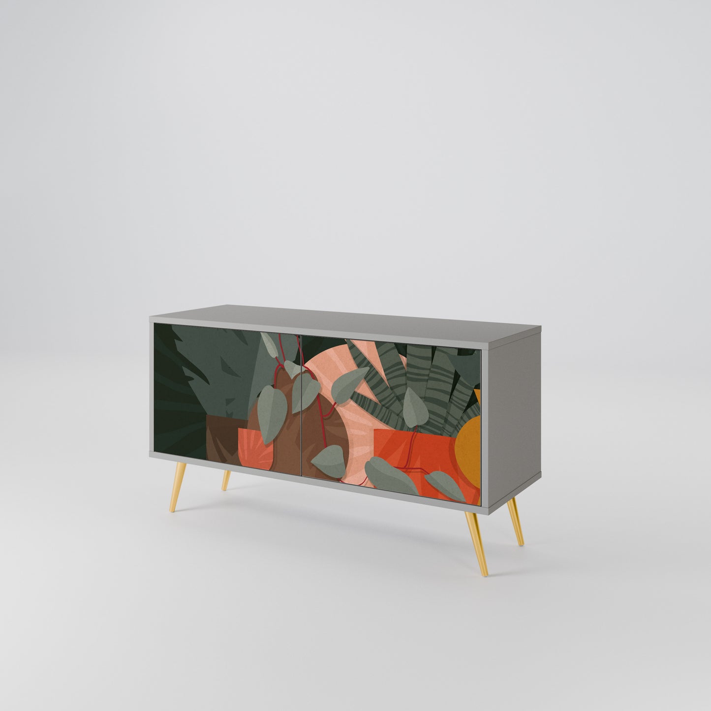 TROPICAL COMPOSITION Compact 2-Door TV Cabinet