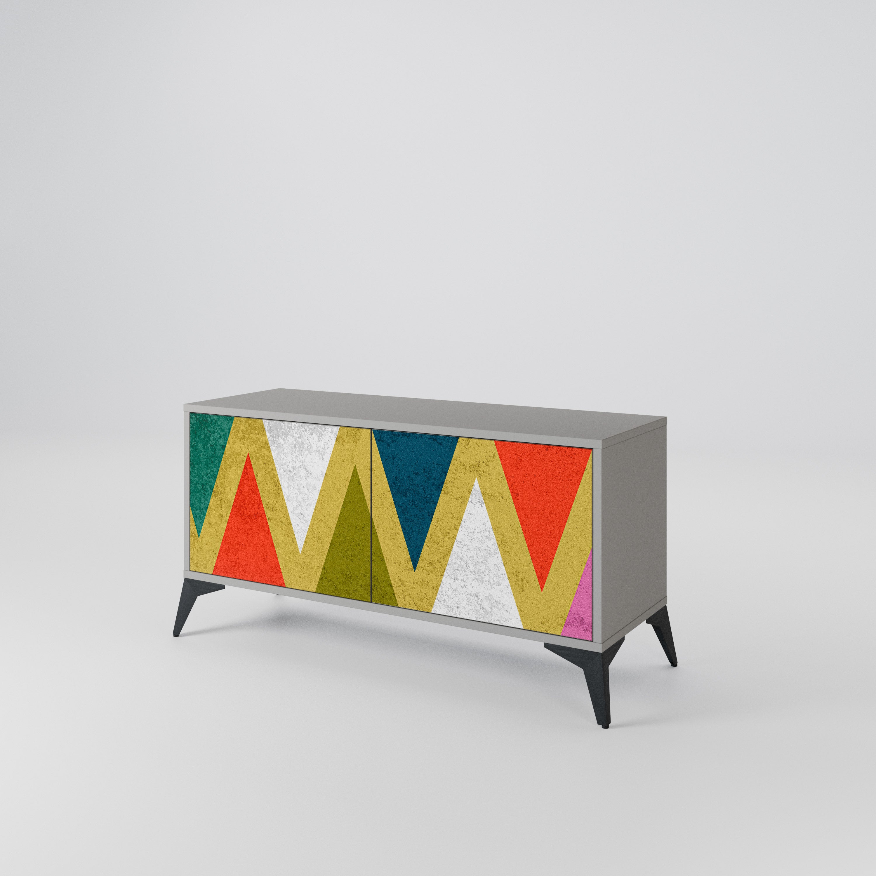 COLORFUL TRIANGLES Compact 2-Door TV Cabinet