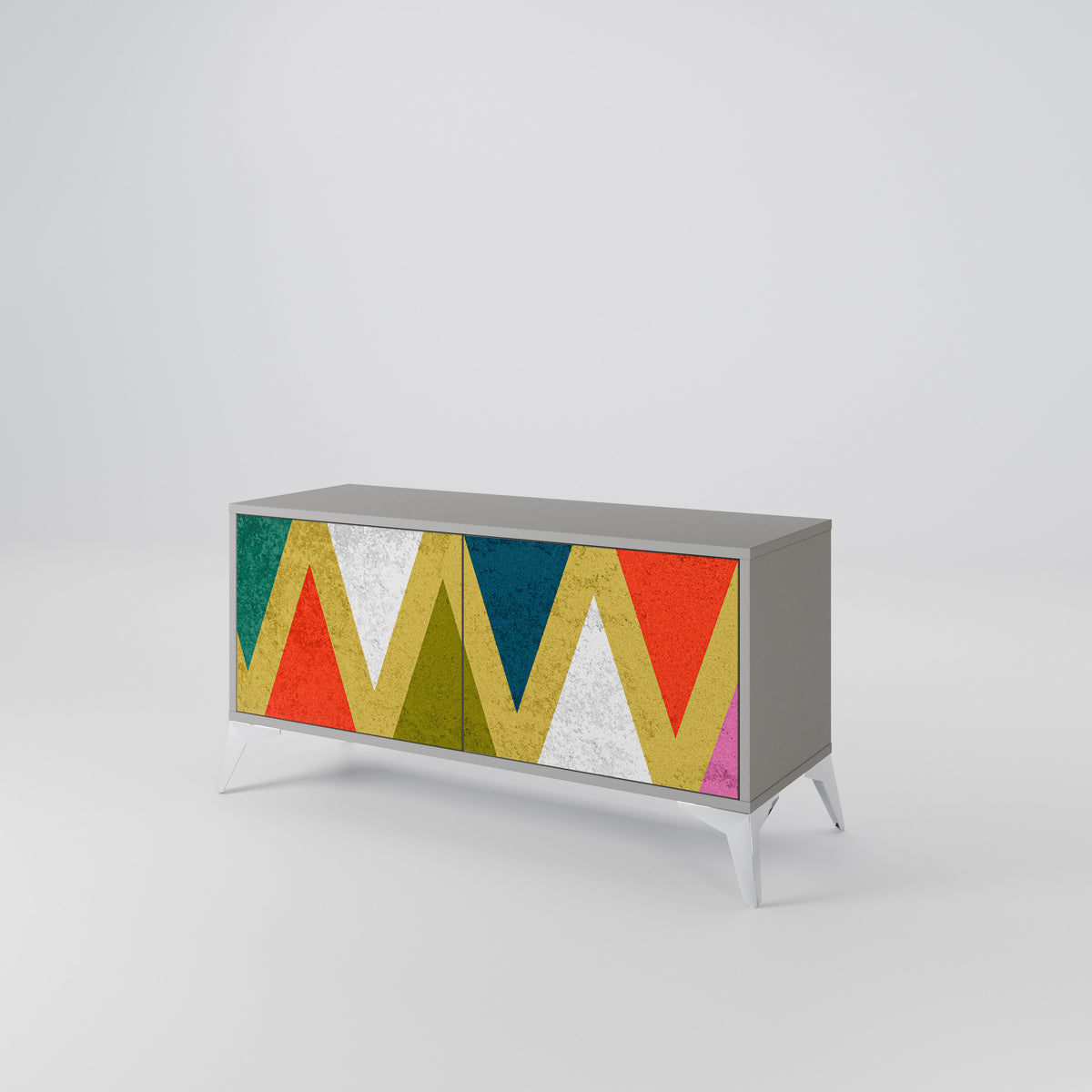 COLORFUL TRIANGLES Compact 2-Door TV Cabinet