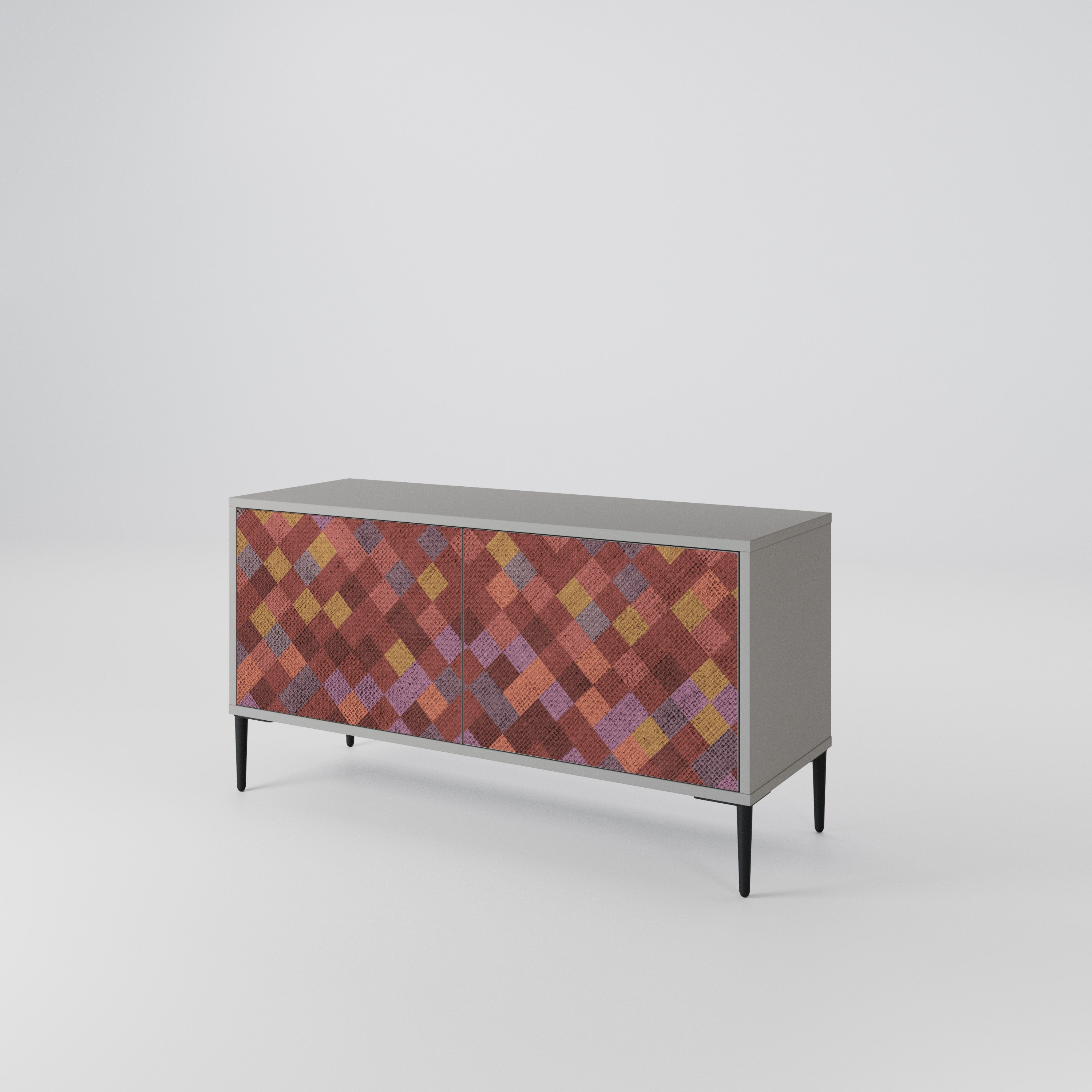 PAINTED SQUARES Compact 2-Door TV Cabinet
