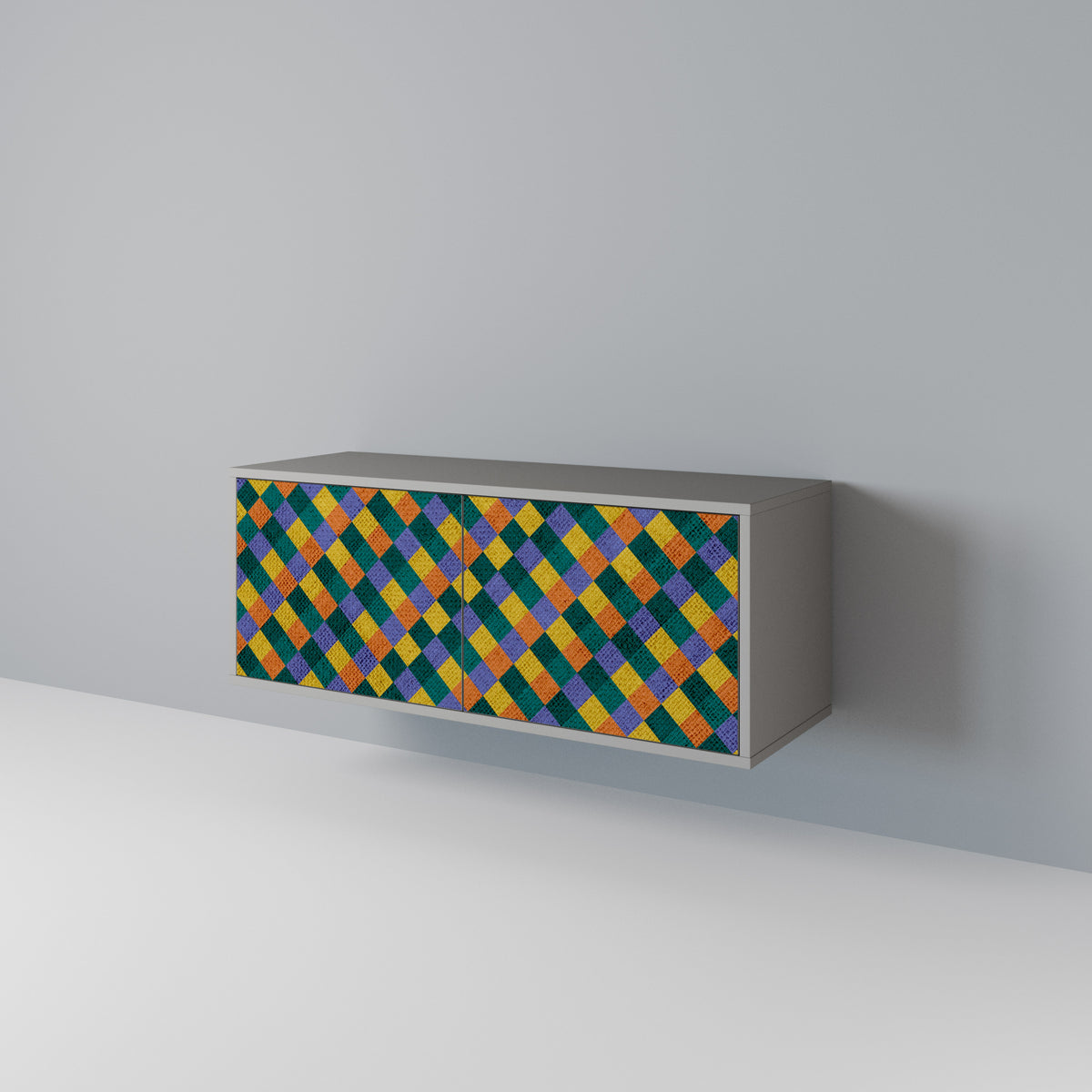 PAINTED SQUARES MIX Compact 2-Door TV Cabinet