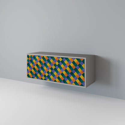 PAINTED SQUARES MIX Compact 2-Door TV Cabinet
