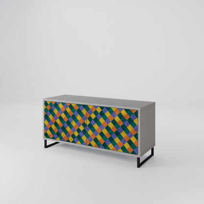 PAINTED SQUARES MIX Compact 2-Door TV Cabinet
