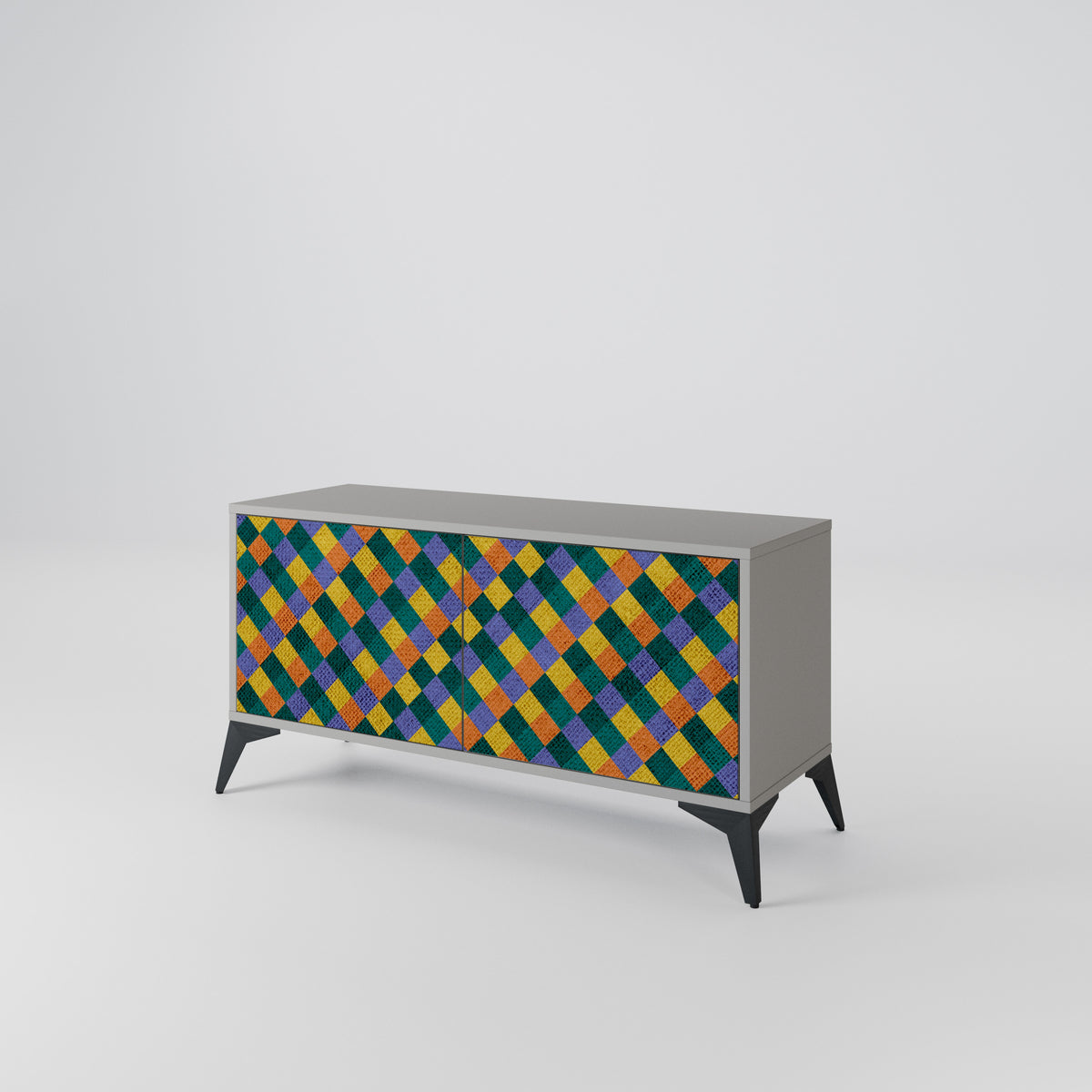 PAINTED SQUARES MIX Compact 2-Door TV Cabinet