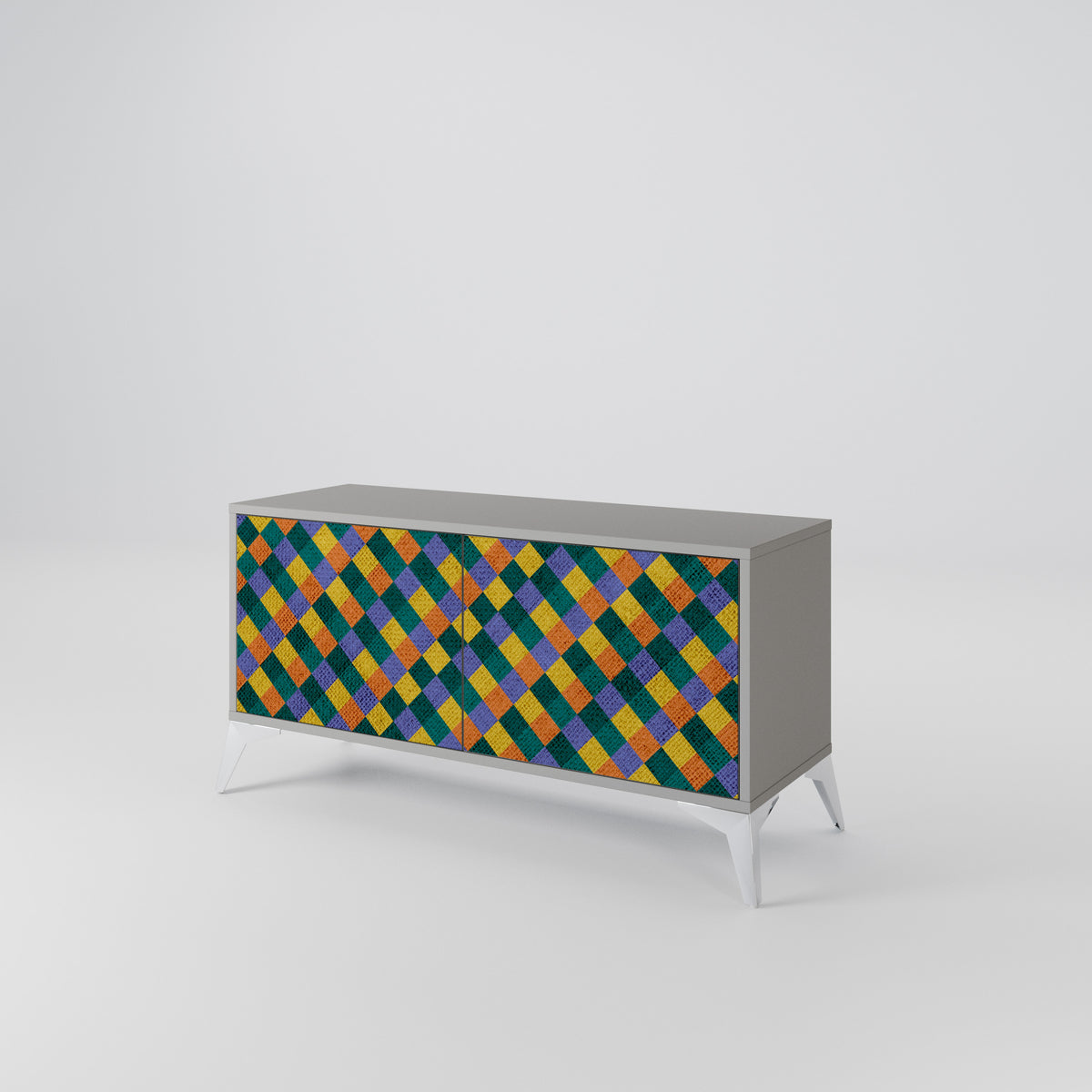 PAINTED SQUARES MIX Compact 2-Door TV Cabinet
