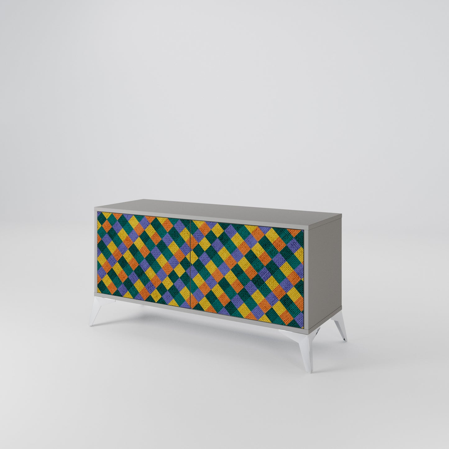 PAINTED SQUARES MIX Compact 2-Door TV Cabinet