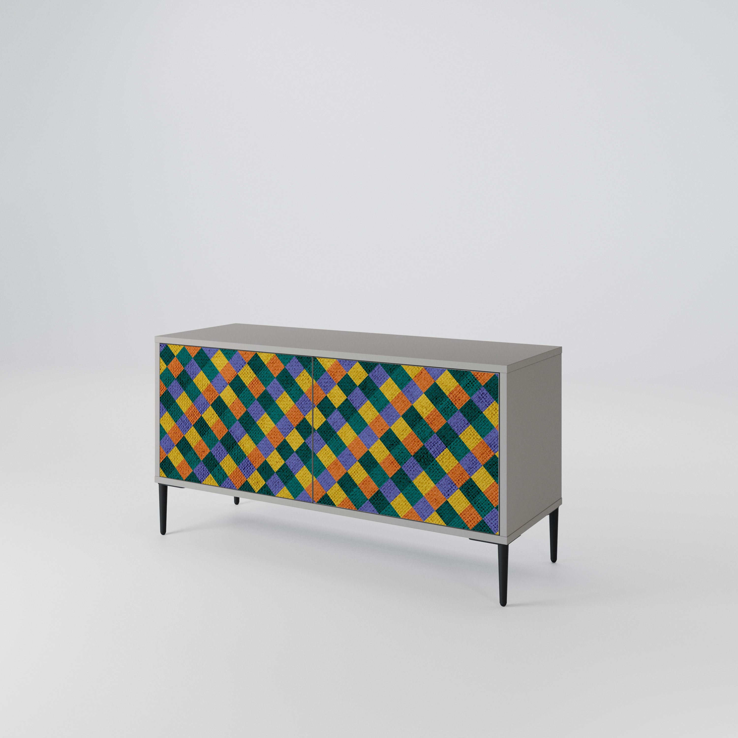 PAINTED SQUARES MIX Compact 2-Door TV Cabinet