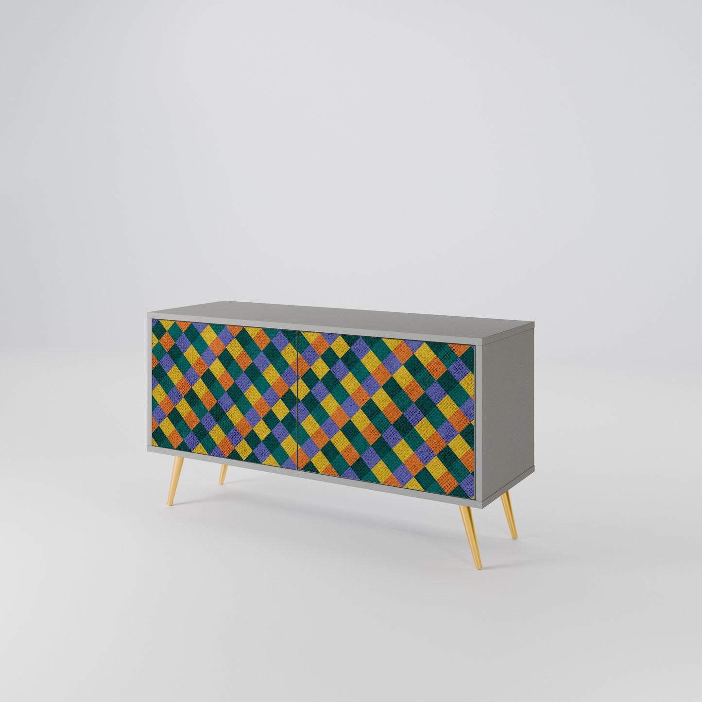 PAINTED SQUARES MIX Compact 2-Door TV Cabinet