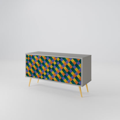 PAINTED SQUARES MIX Compact 2-Door TV Cabinet