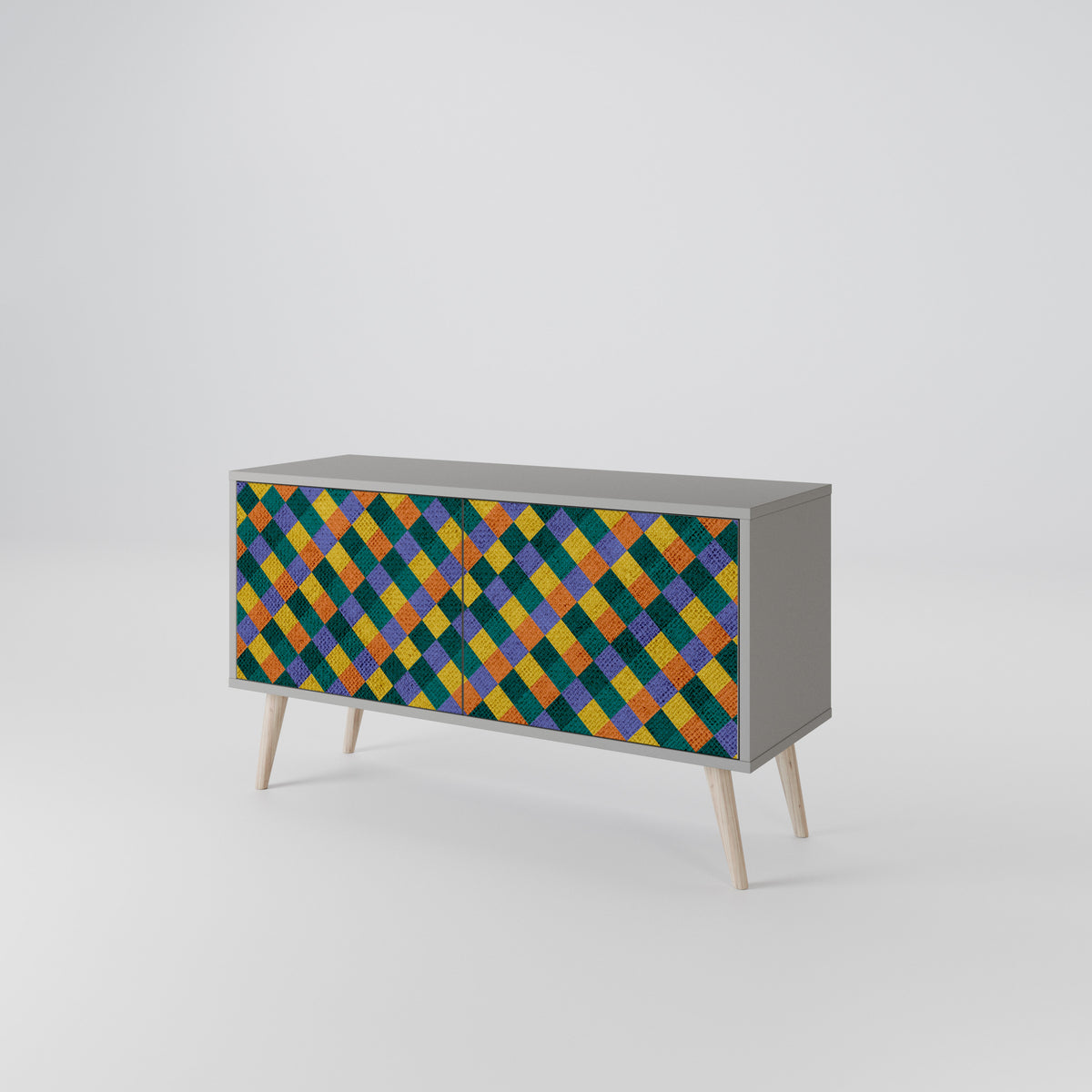 PAINTED SQUARES MIX Compact 2-Door TV Cabinet