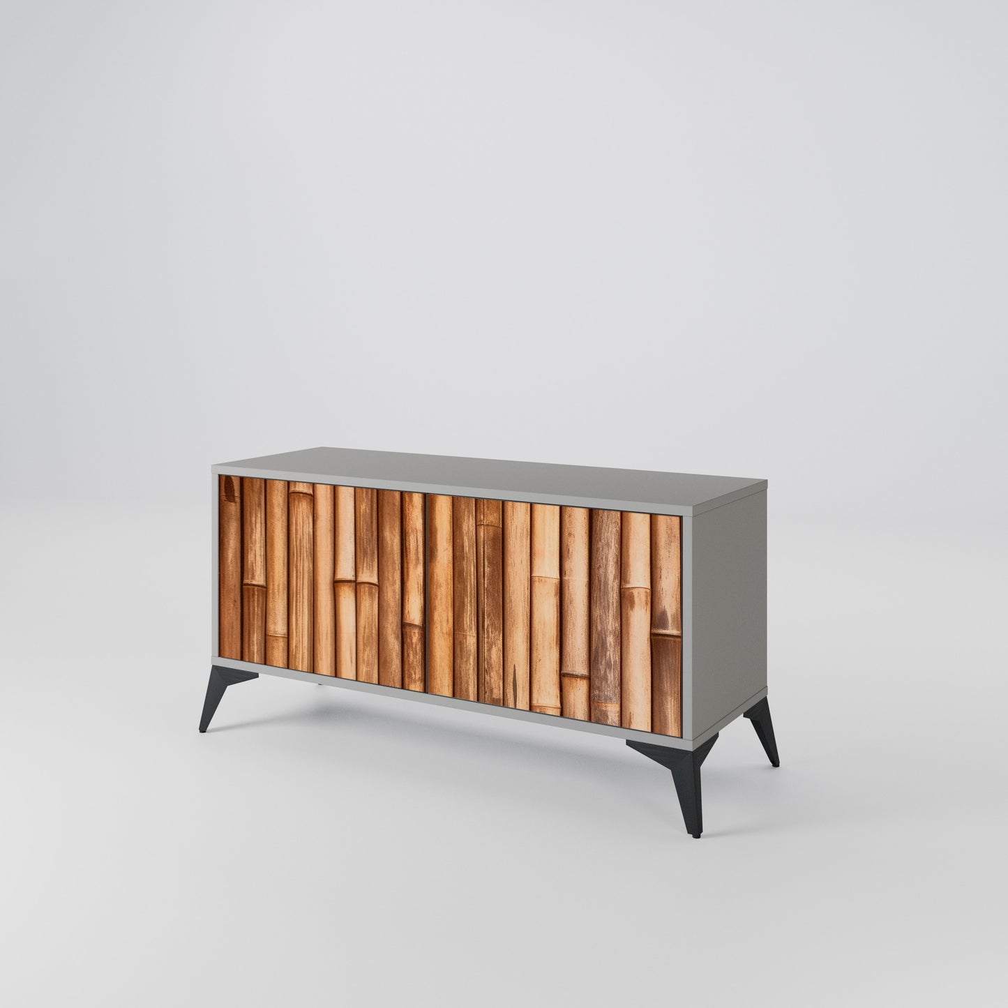 NATURAL WOOD Compact 2-Door TV Cabinet