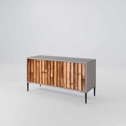 NATURAL WOOD Compact 2-Door TV Cabinet